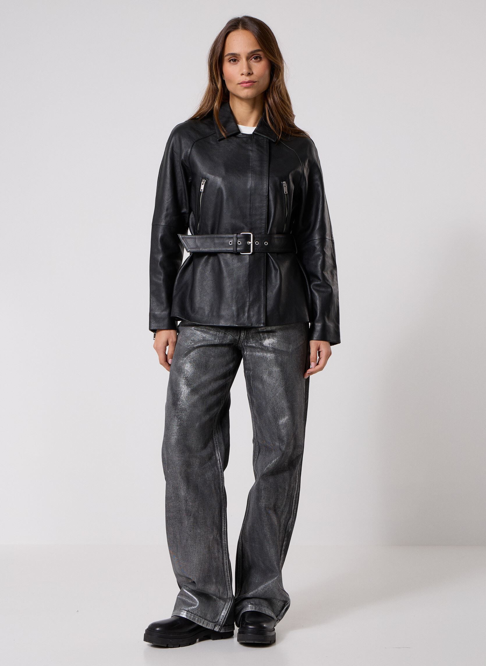 Lederjacken B248045 damen schwarz IKKS Women Lederjacken B248045 damen schwarz 02-NOIR