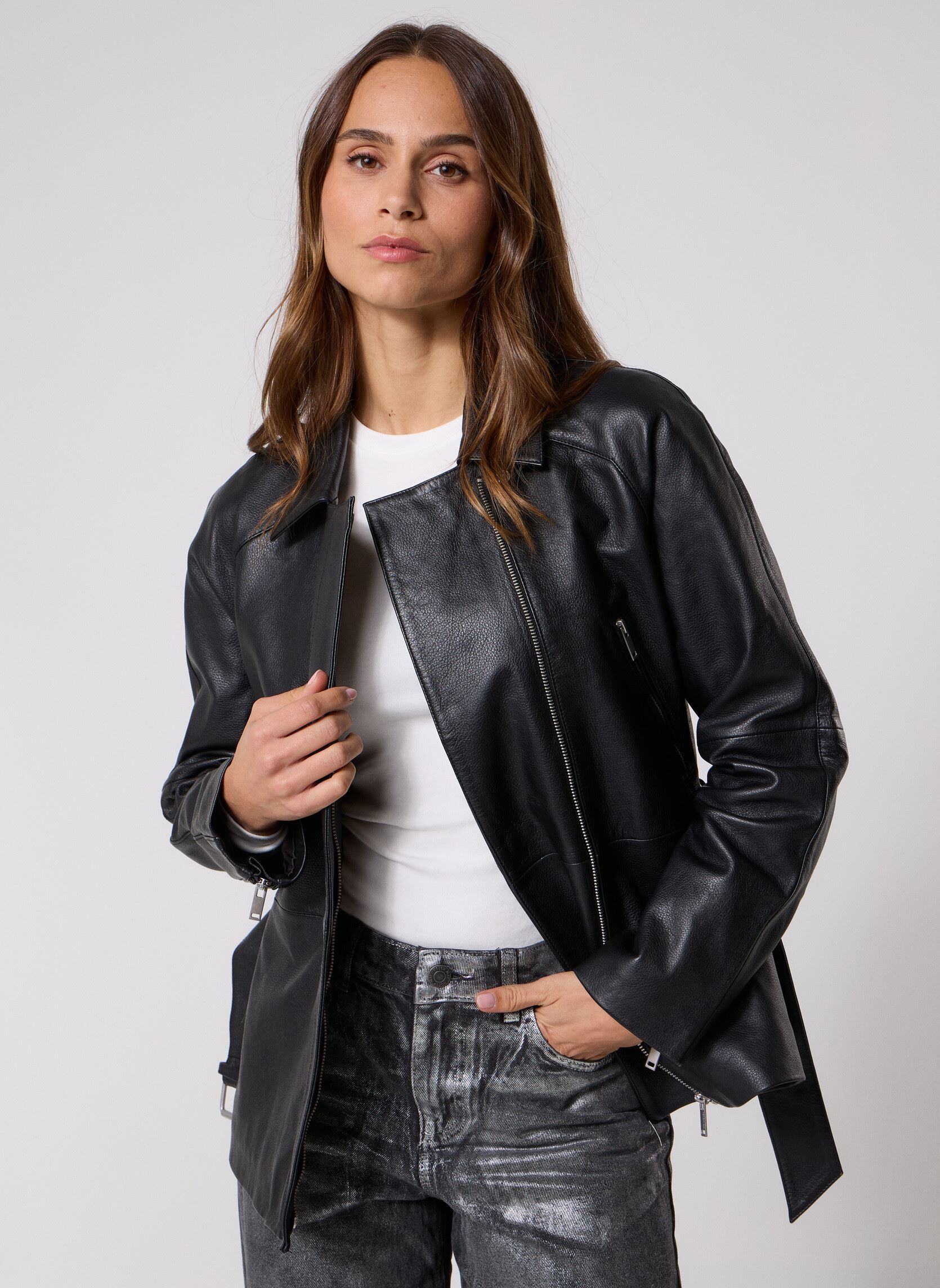 Lederjacken B248045 damen schwarz IKKS Women Lederjacken B248045 damen schwarz 02-NOIR