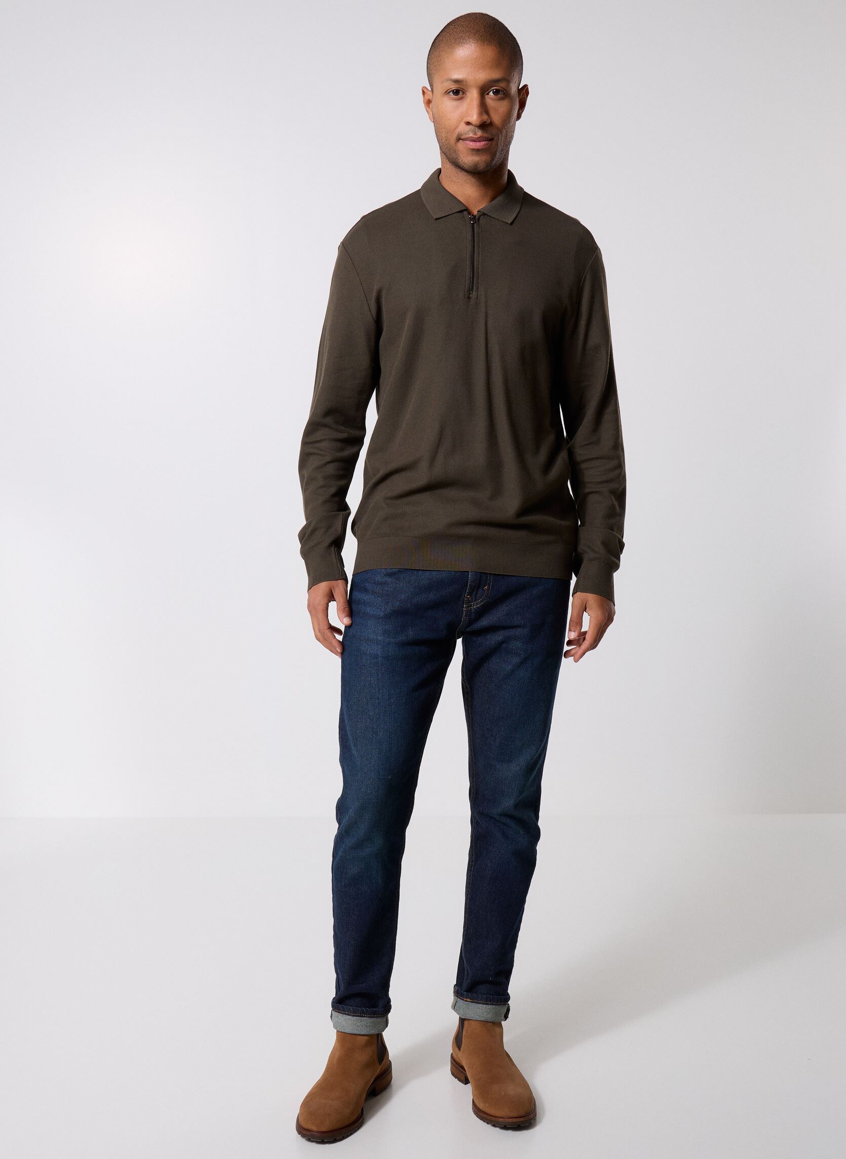 Polos manches courtes M214063 homme vert IKKS Men Polos manches courtes M214063 homme vert 57-KAKI FONCE
