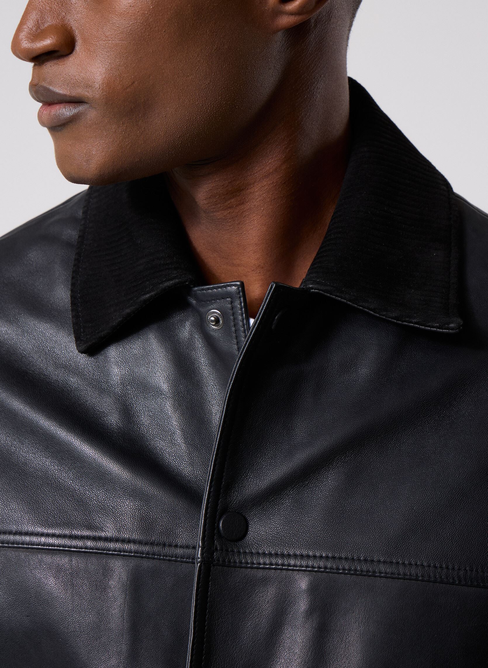 Vestes en cuir M248023 homme noir IKKS Men Vestes en cuir M248023 homme noir 02-NOIR
