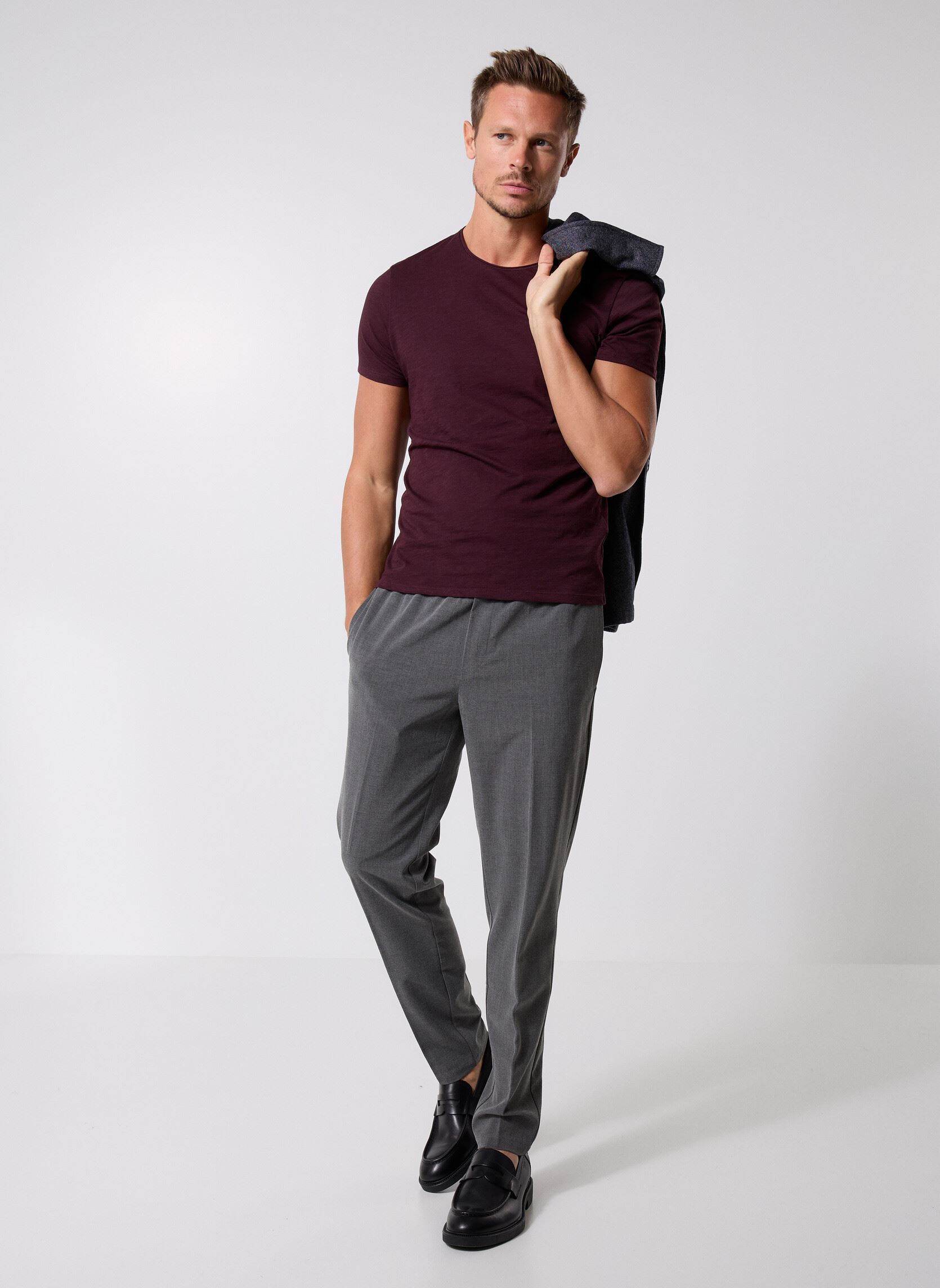 Tee-shirts manches courtes M210013 homme violet IKKS Men Tee-shirts manches courtes M210013 homme violet 88-PRUNE