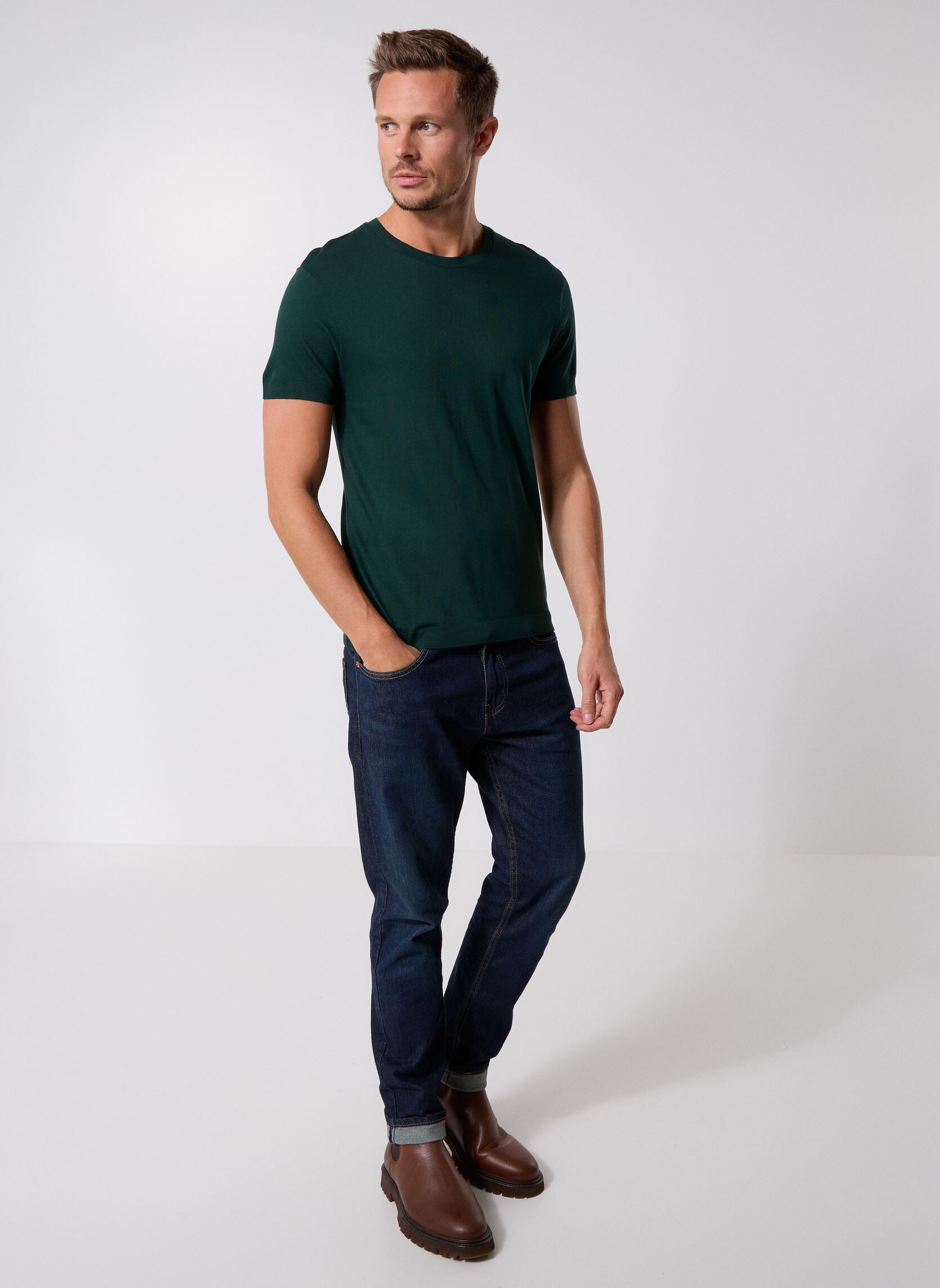 Tee-shirts manches courtes M210033 homme vert IKKS Men Tee-shirts manches courtes M210033 homme vert 54-VERT ANGLAIS