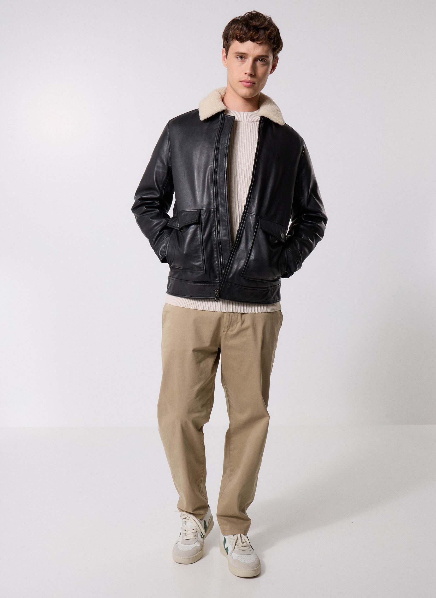 Vestes en cuir M248013 homme noir IKKS Men Vestes en cuir M248013 homme noir 02-NOIR