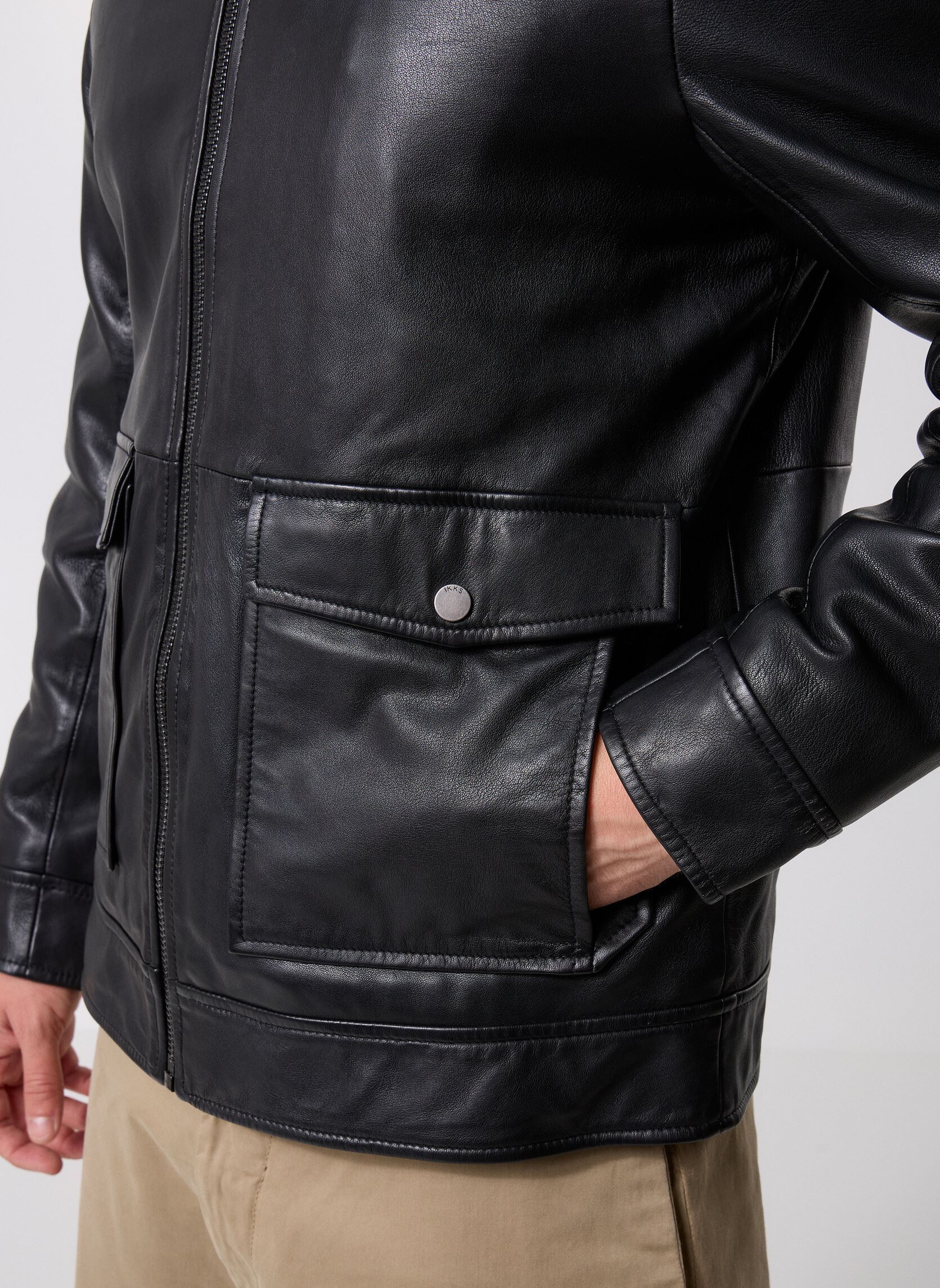 Vestes en cuir M248013 homme noir IKKS Men Vestes en cuir M248013 homme noir 02-NOIR