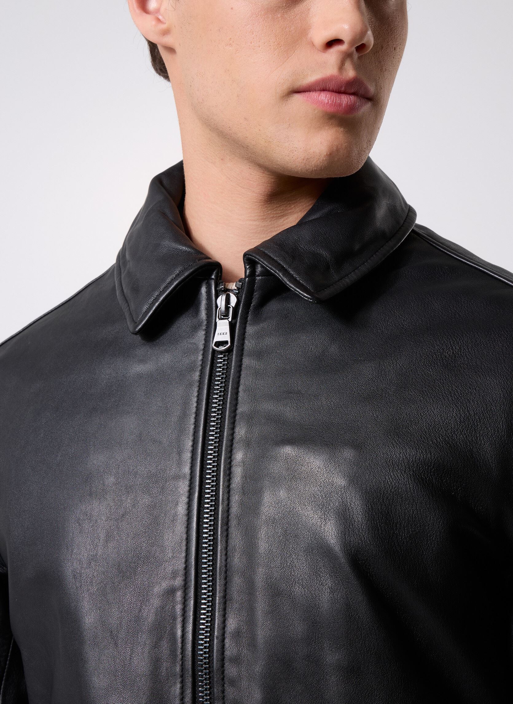 Vestes en cuir M248013 homme noir IKKS Men Vestes en cuir M248013 homme noir 02-NOIR