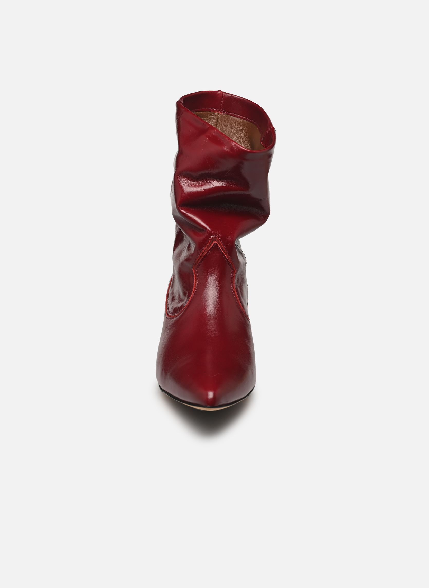 Bottines et boots Hicha 40 Stiletto femme rouge Anonymous Copenhagen Bottines et boots Hicha 40 Stiletto femme rouge CRINKLED SOFT CALF & SUEDE POM