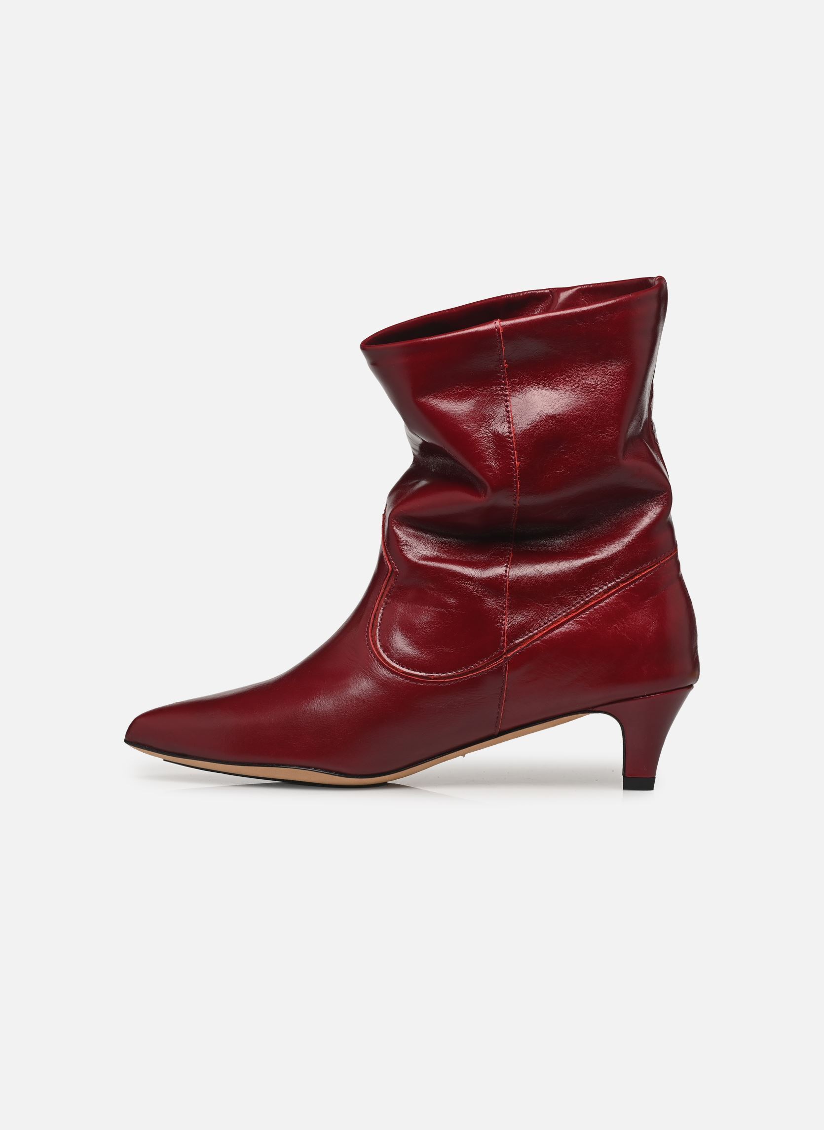 Bottines et boots Hicha 40 Stiletto femme rouge Anonymous Copenhagen Bottines et boots Hicha 40 Stiletto femme rouge CRINKLED SOFT CALF & SUEDE POM