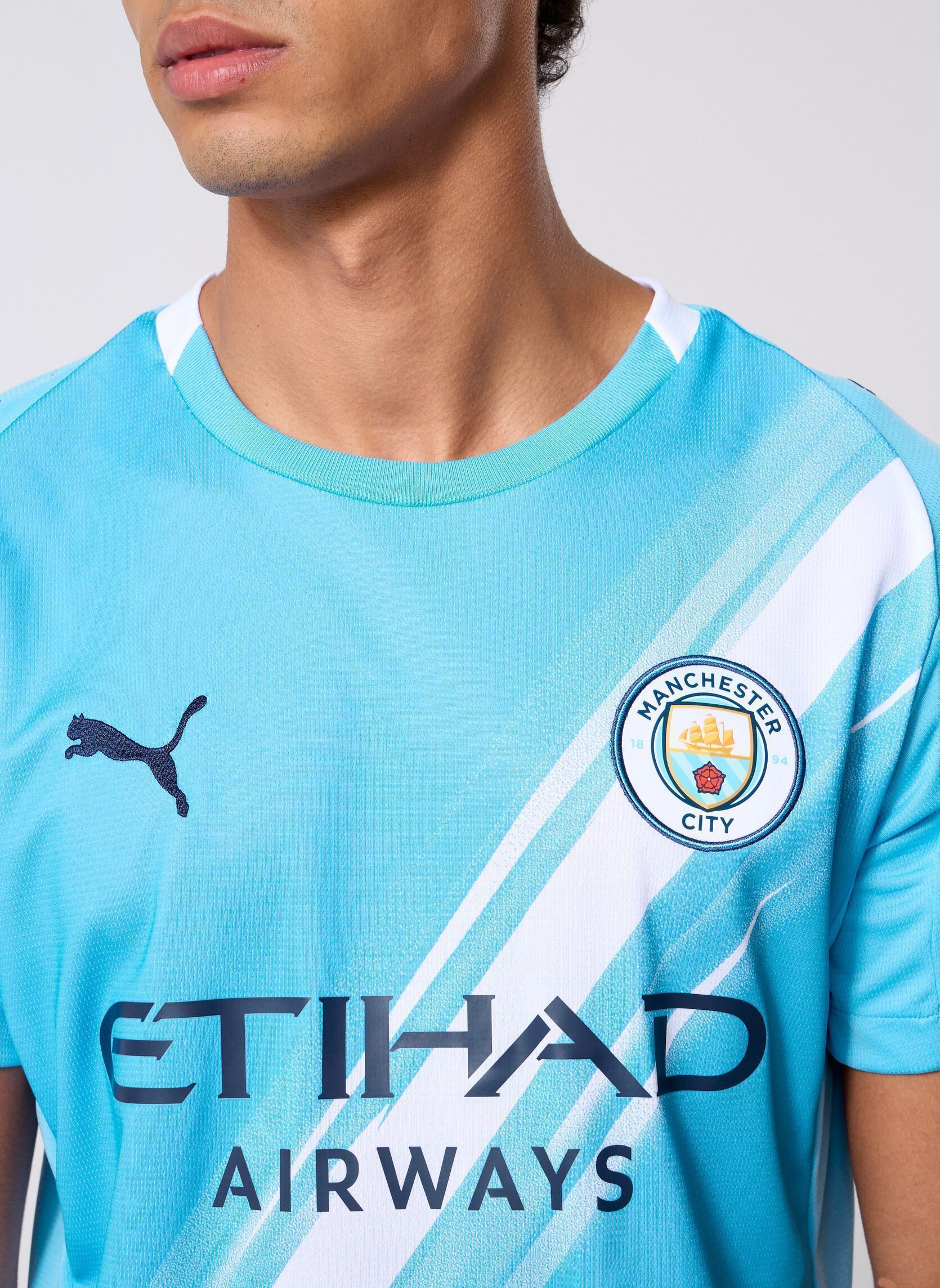 Tee-shirts manches courtes Mcfc Home Jersey Replica homme bleu Puma Tee-shirts manches courtes Mcfc Home Jersey Replica homme bleu Team Light Blue
