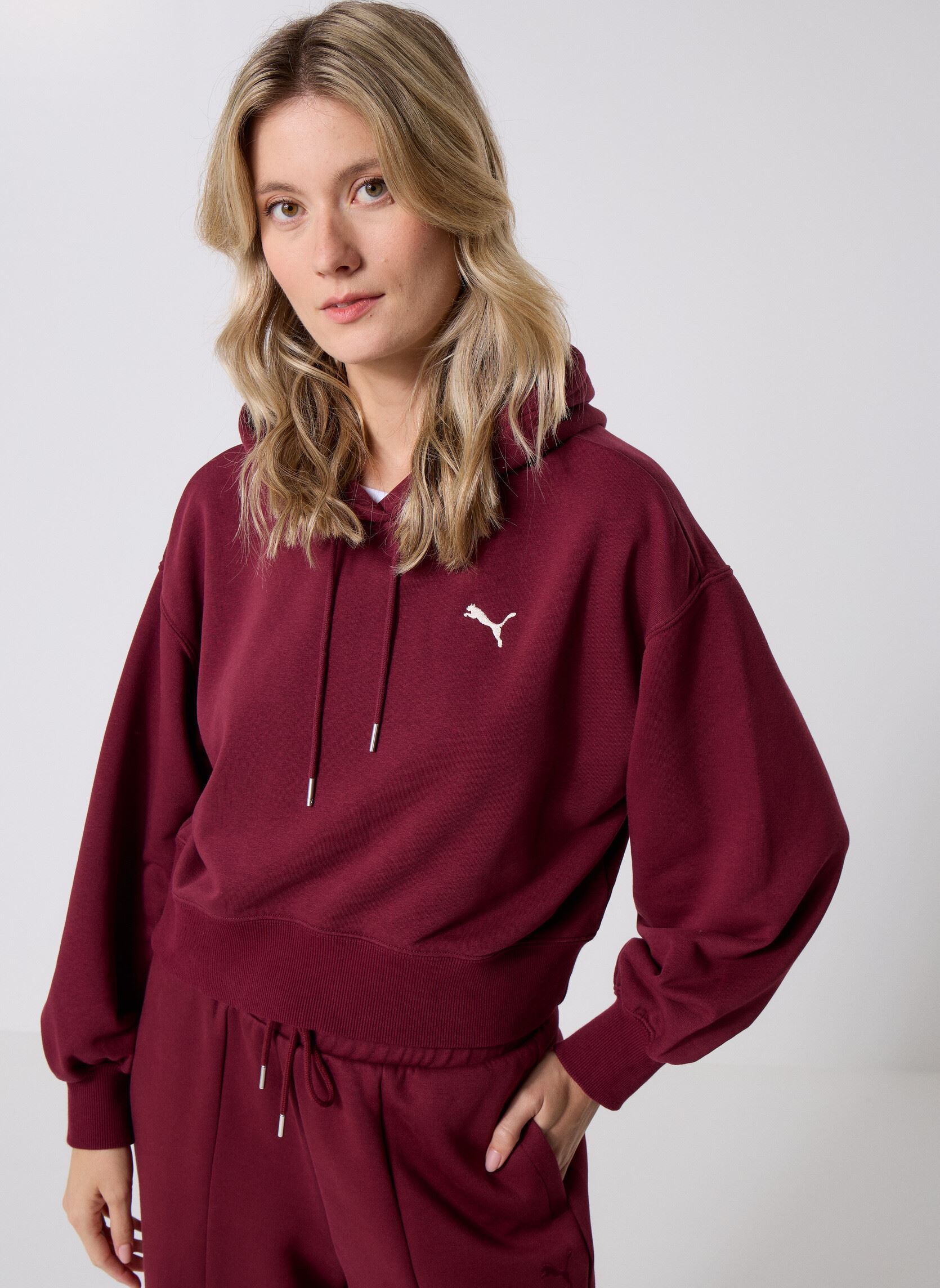 Sweat shirt Puma Wardrobe Ess Relaxed Cropped Hoodie Tr EU - vue 5