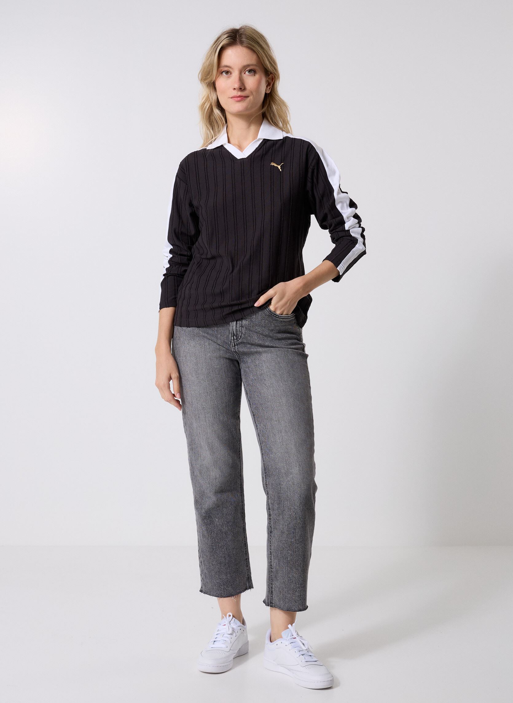 Tee-shirts manches longues T7 Relaxed Long Sleeve Polo femme noir Puma Tee-shirts manches longues T7 Relaxed Long Sleeve Polo femme noir Puma Black