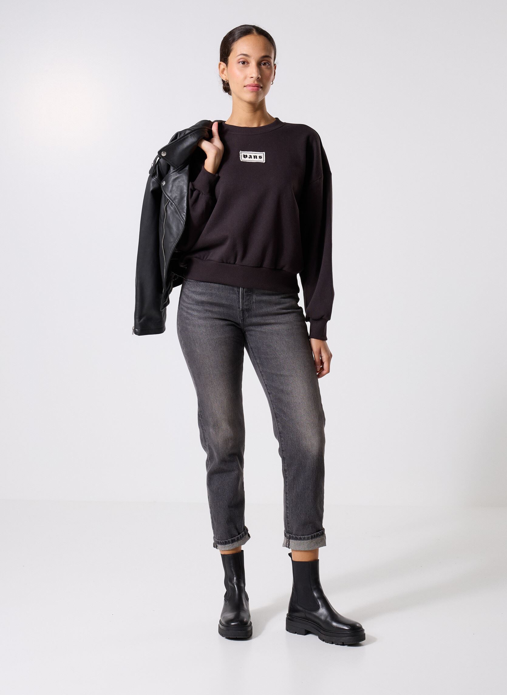 Sweater Upworn Retro Crew dames zwart Vans Sweater Upworn Retro Crew dames zwart BLACK
