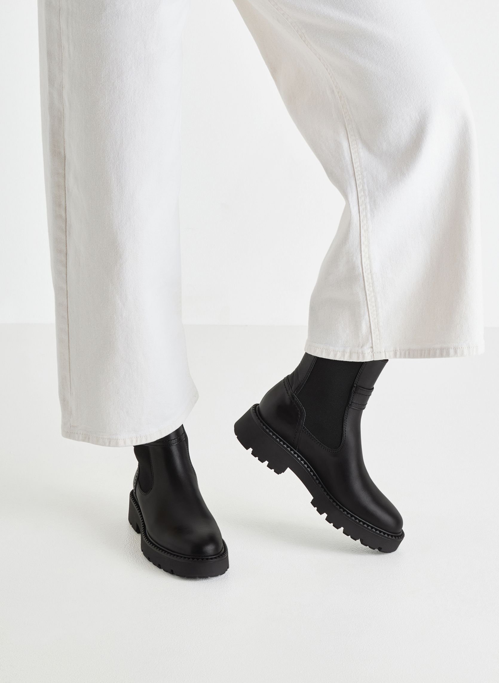 Bottines Noires BPrivate - Taille 36 EU - Plateforme - Cuir - Neuves Avec Emballage