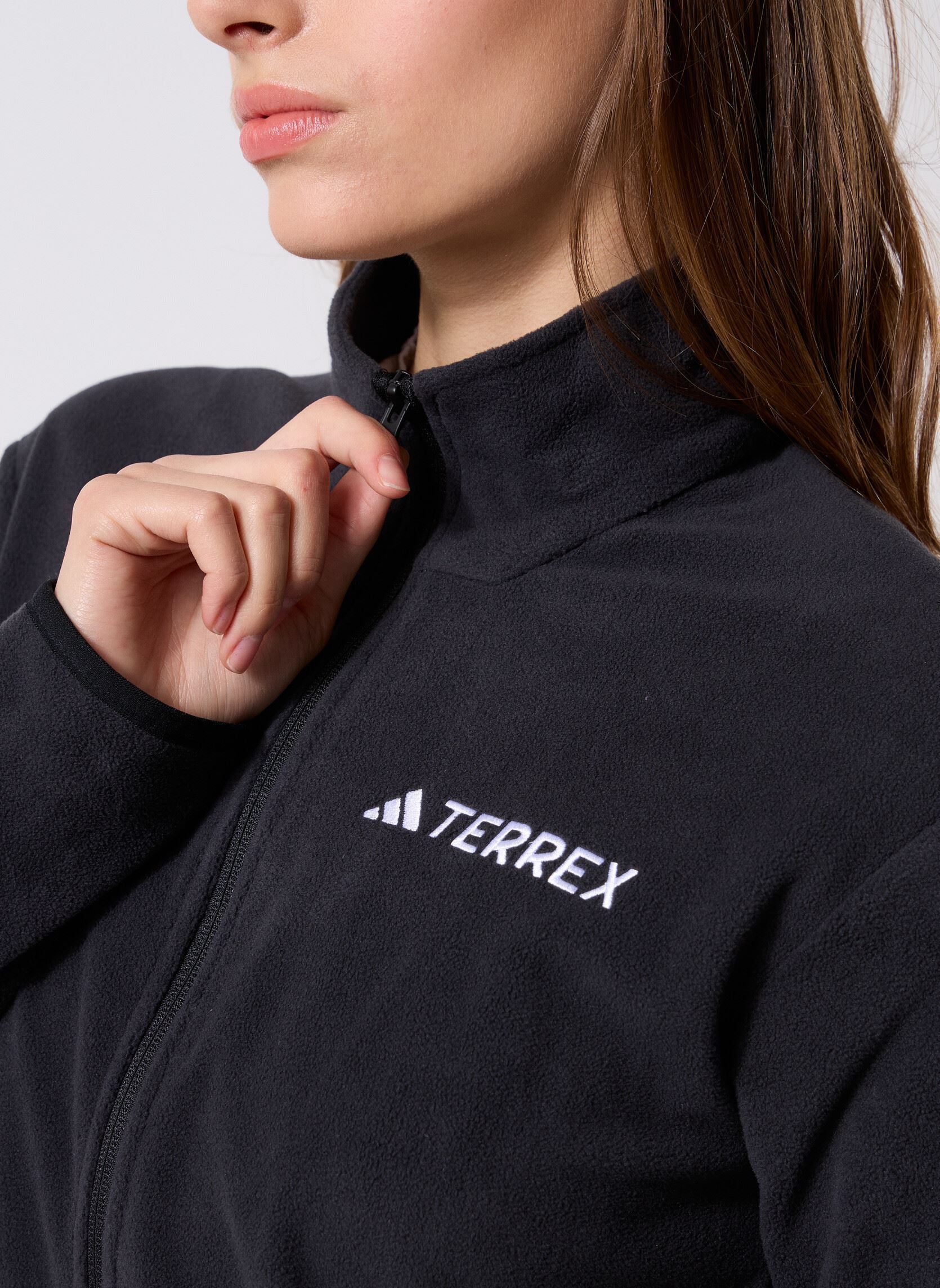 Fleece truien W Mt Ess Fz Fl dames zwart adidas performance Fleece truien W Mt Ess Fz Fl dames zwart Black