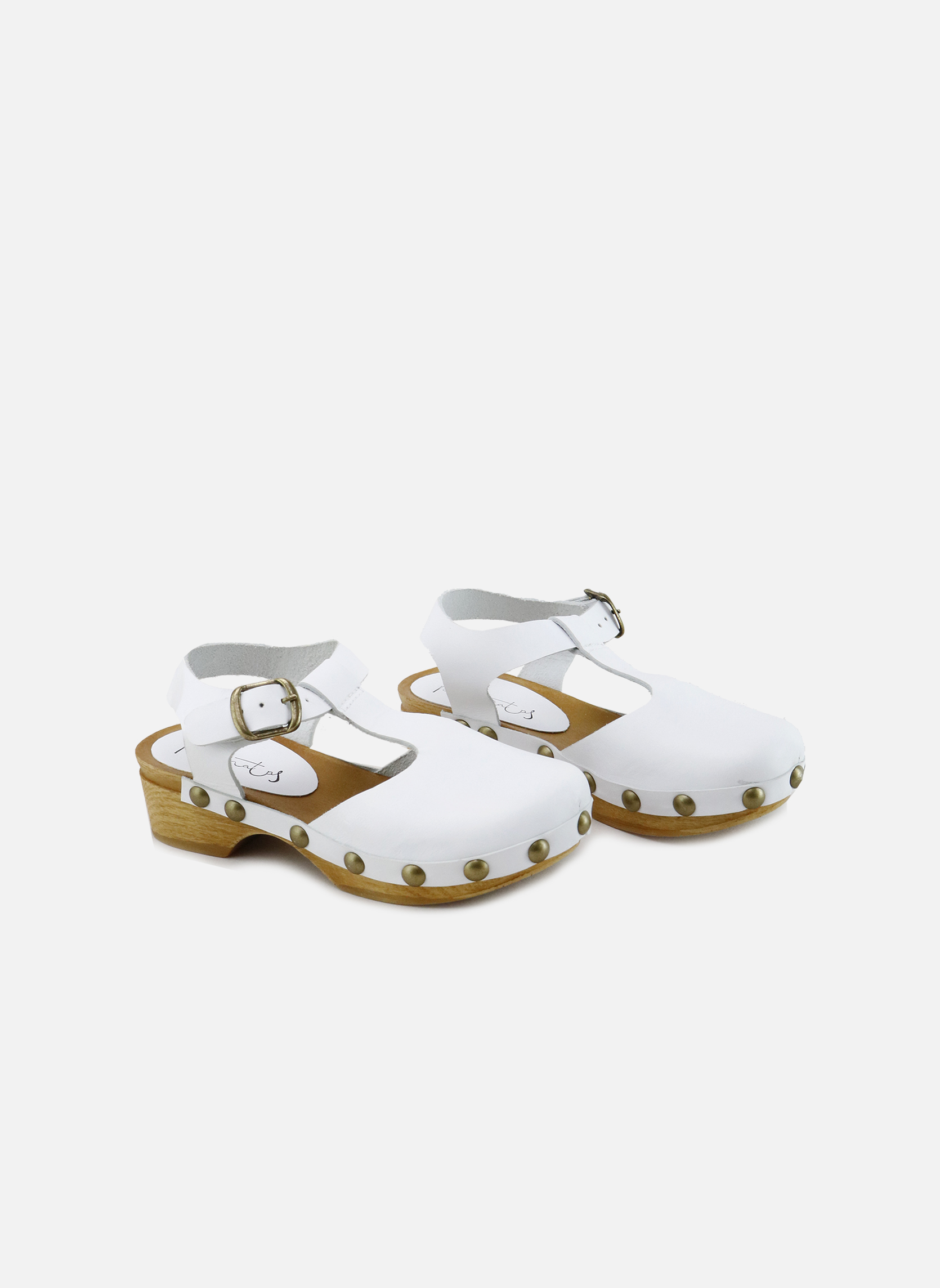 LP TOMORI SABOT MULES WHITE MESH CALFSKIN