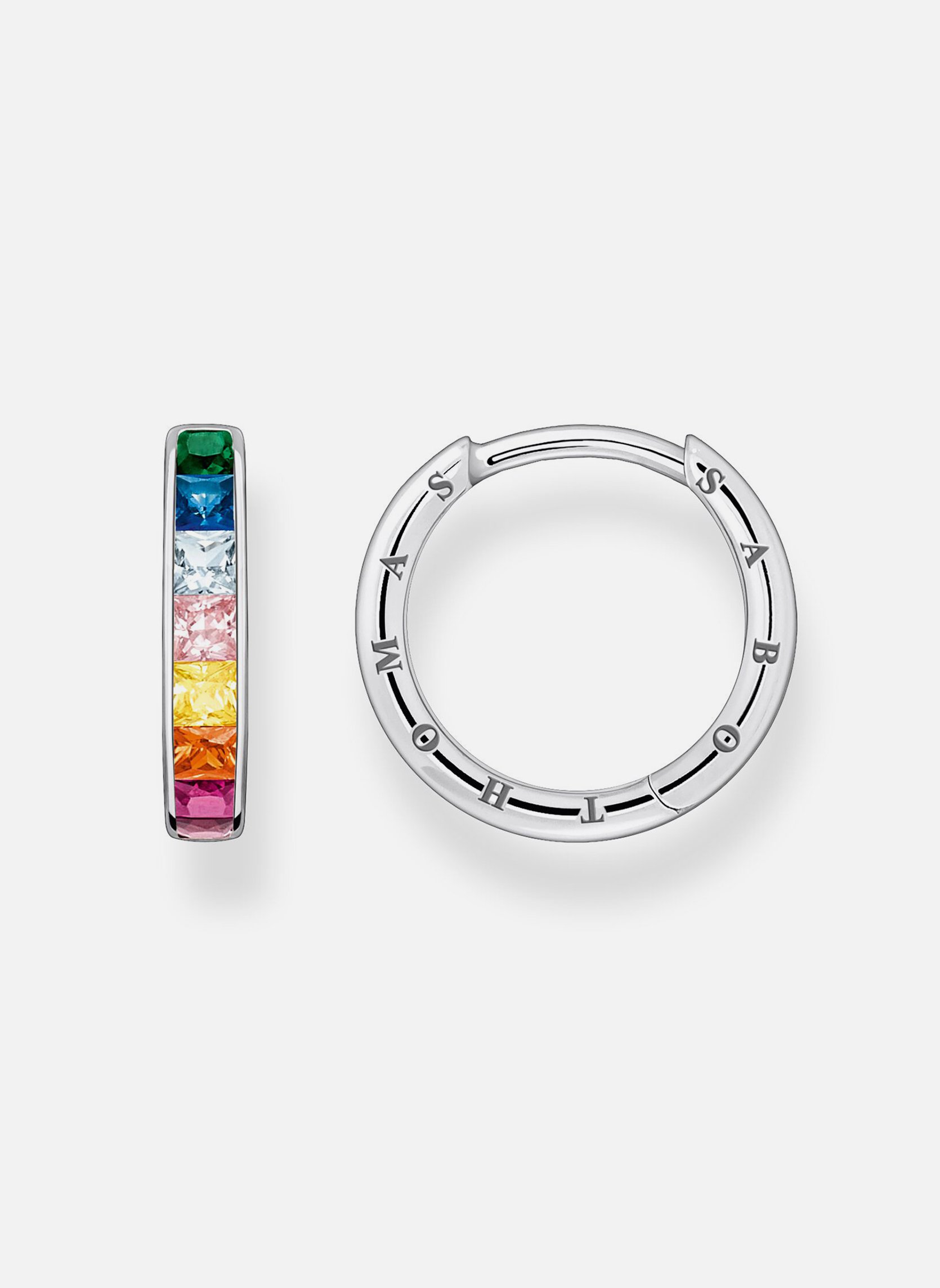 Boucles D'oreilles Créoles En Argent 925 Rhodié - Zirconium Multicolore - Marque Tata Gisèle - Neuf Avec étiquettes