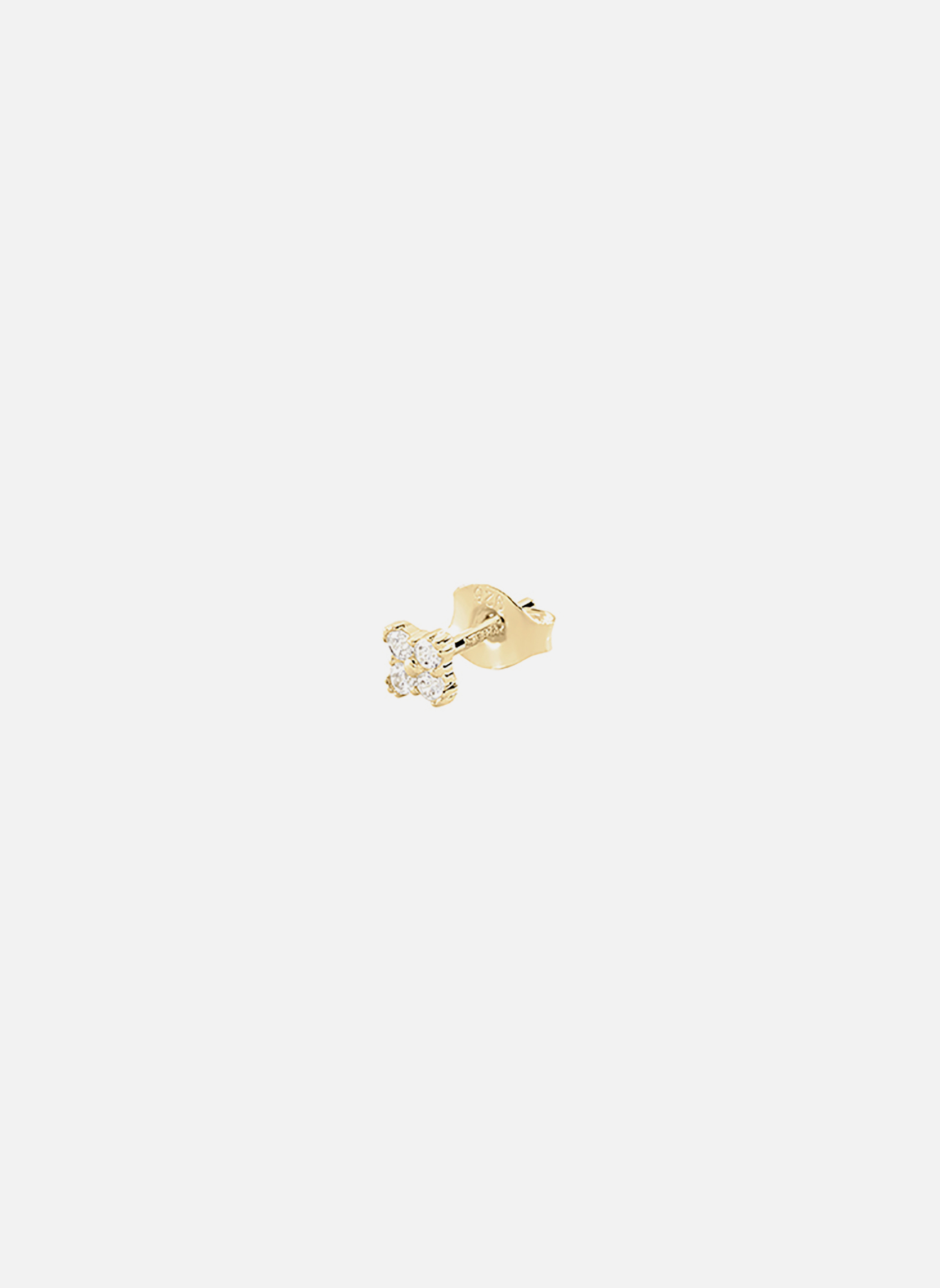 Boucles d'oreilles Puces Dormeuse Doré Rose Art Deco Rond Serti de CZ