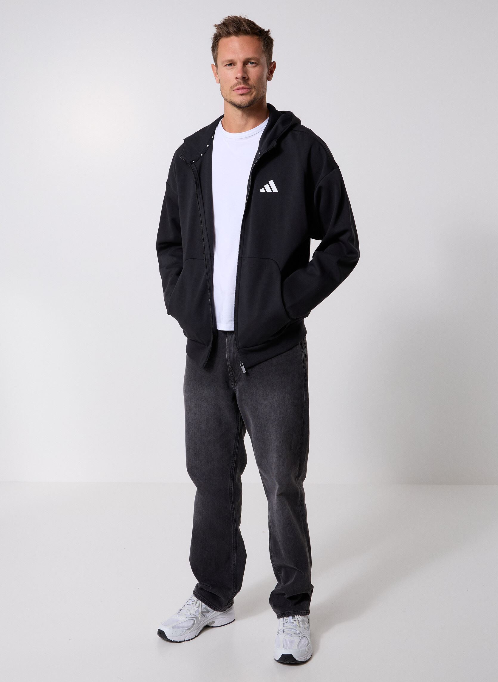 Sweaters met rits M FI SL FZ heren zwart adidas sportswear Sweaters met rits M FI SL FZ heren zwart Black