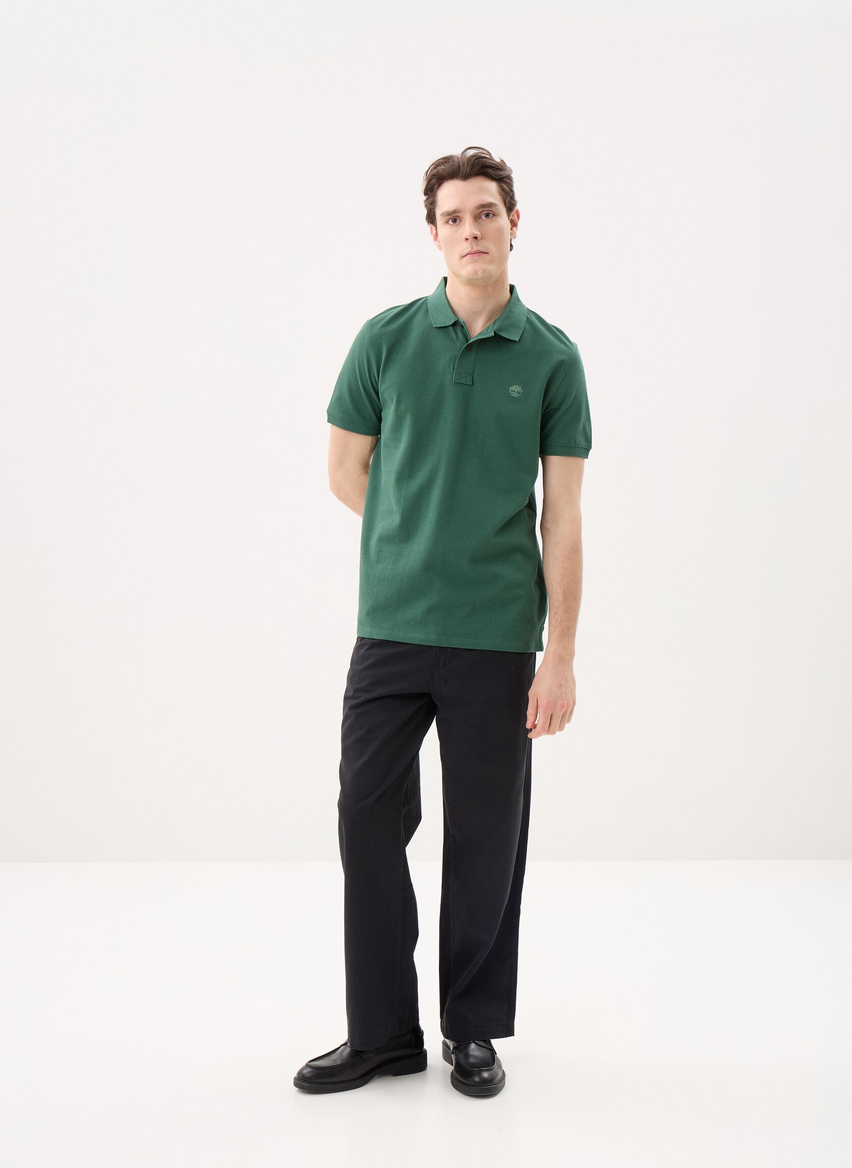 Kurzarm-Poloshirts Millers River Pique Short Sleeve Polo herren grün Timberland Kurzarm-Poloshirts Millers River Pique Short Sleeve Polo herren grün PINENEEDLE
