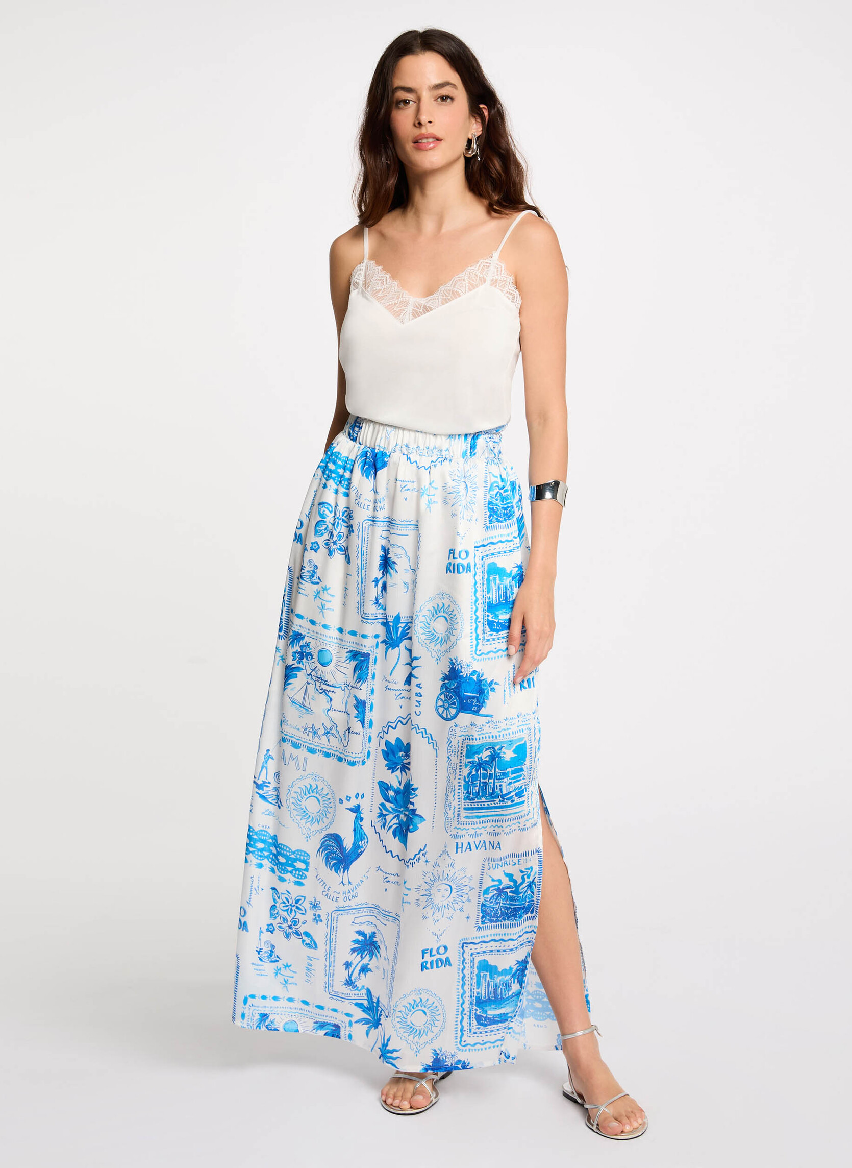 Jupes mi-longues 251-JRIO femme bleu Morgan Jupes mi-longues 251-JRIO femme bleu Bleu