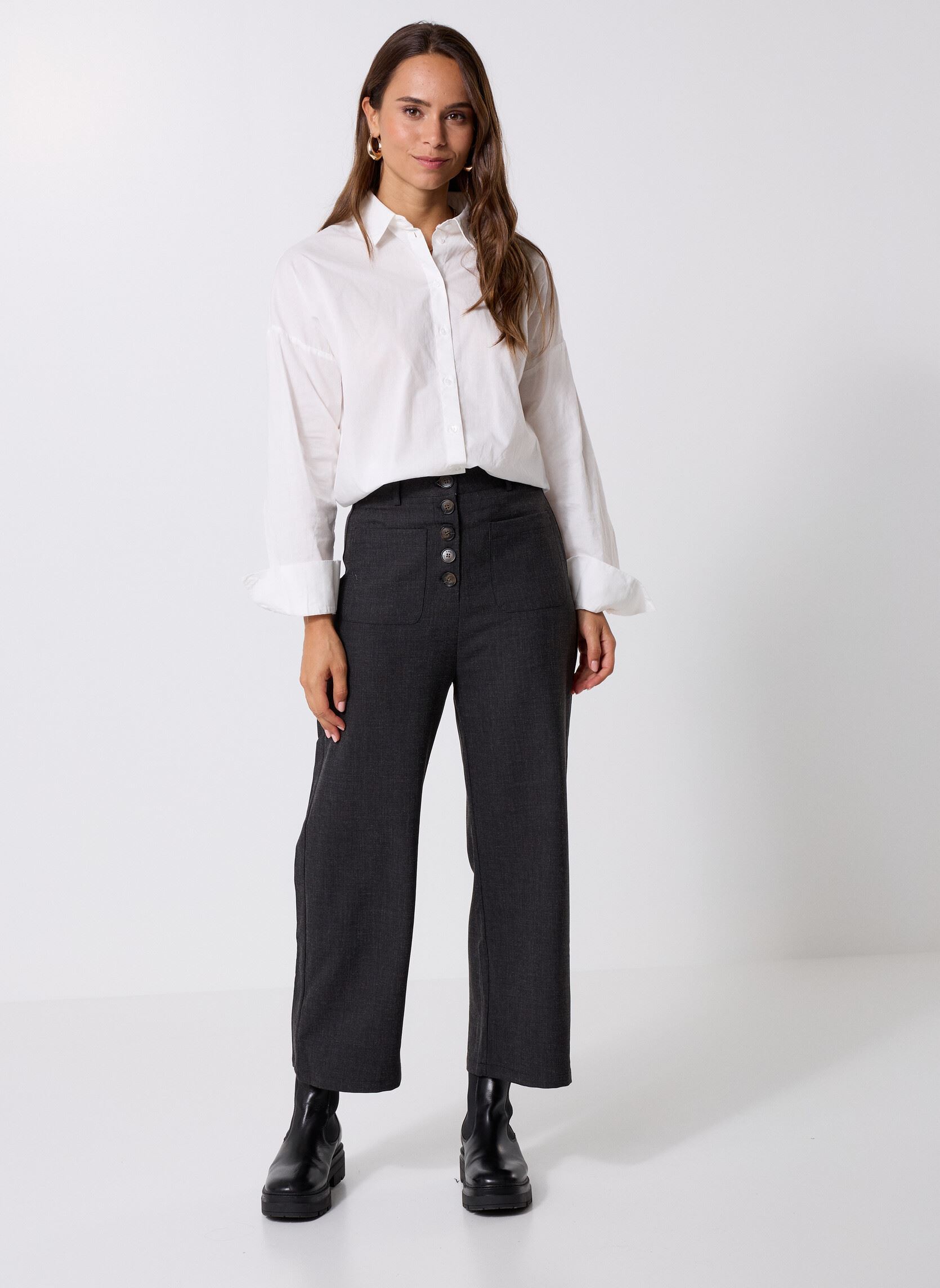 Pantalons larges Atlana femme gris La Petite Etoile Pantalons larges Atlana femme gris Anthracite