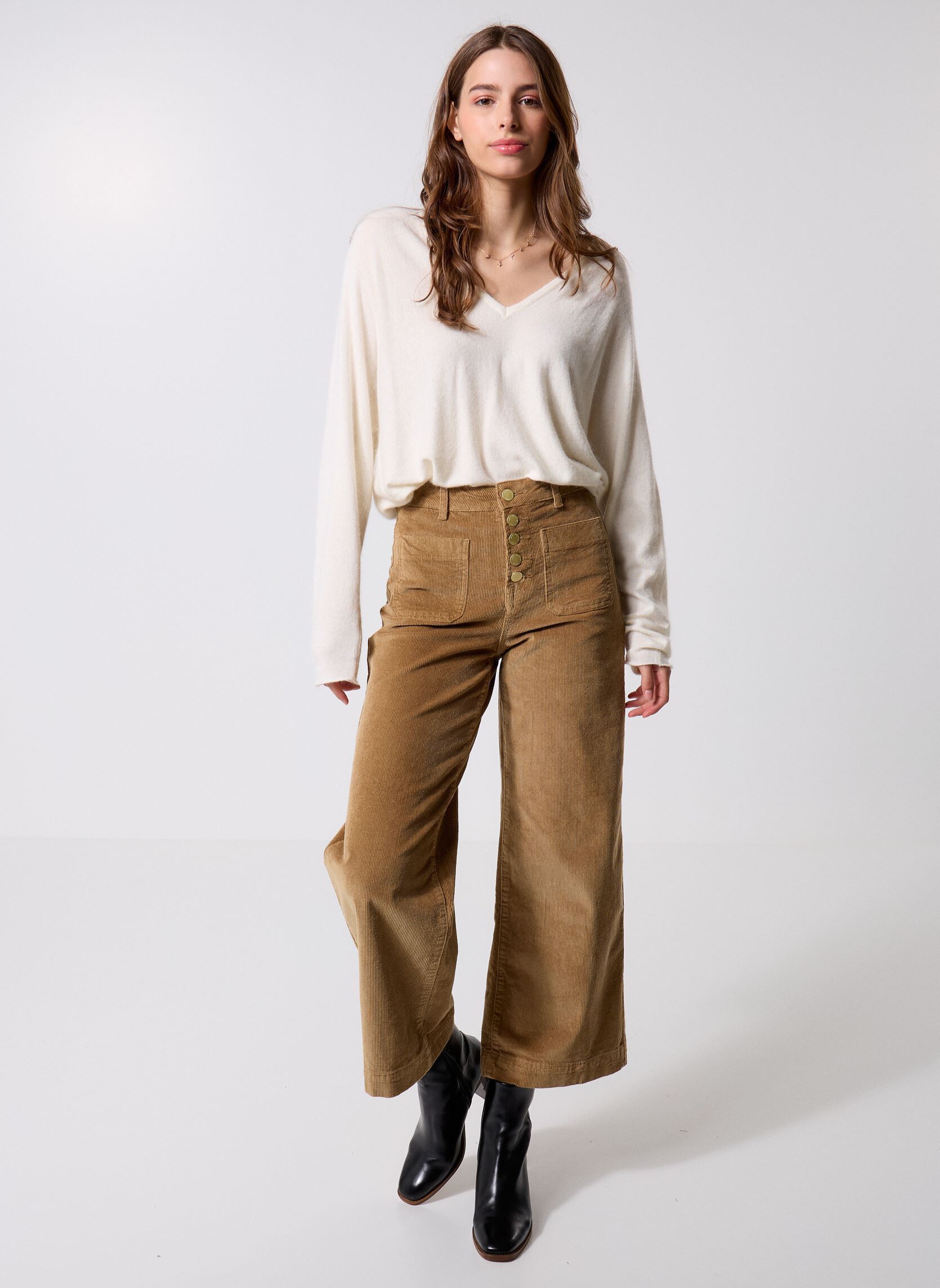 Pantalons droit Atlanta Velours femme beige La Petite Etoile Pantalons droit Atlanta Velours femme beige Beige