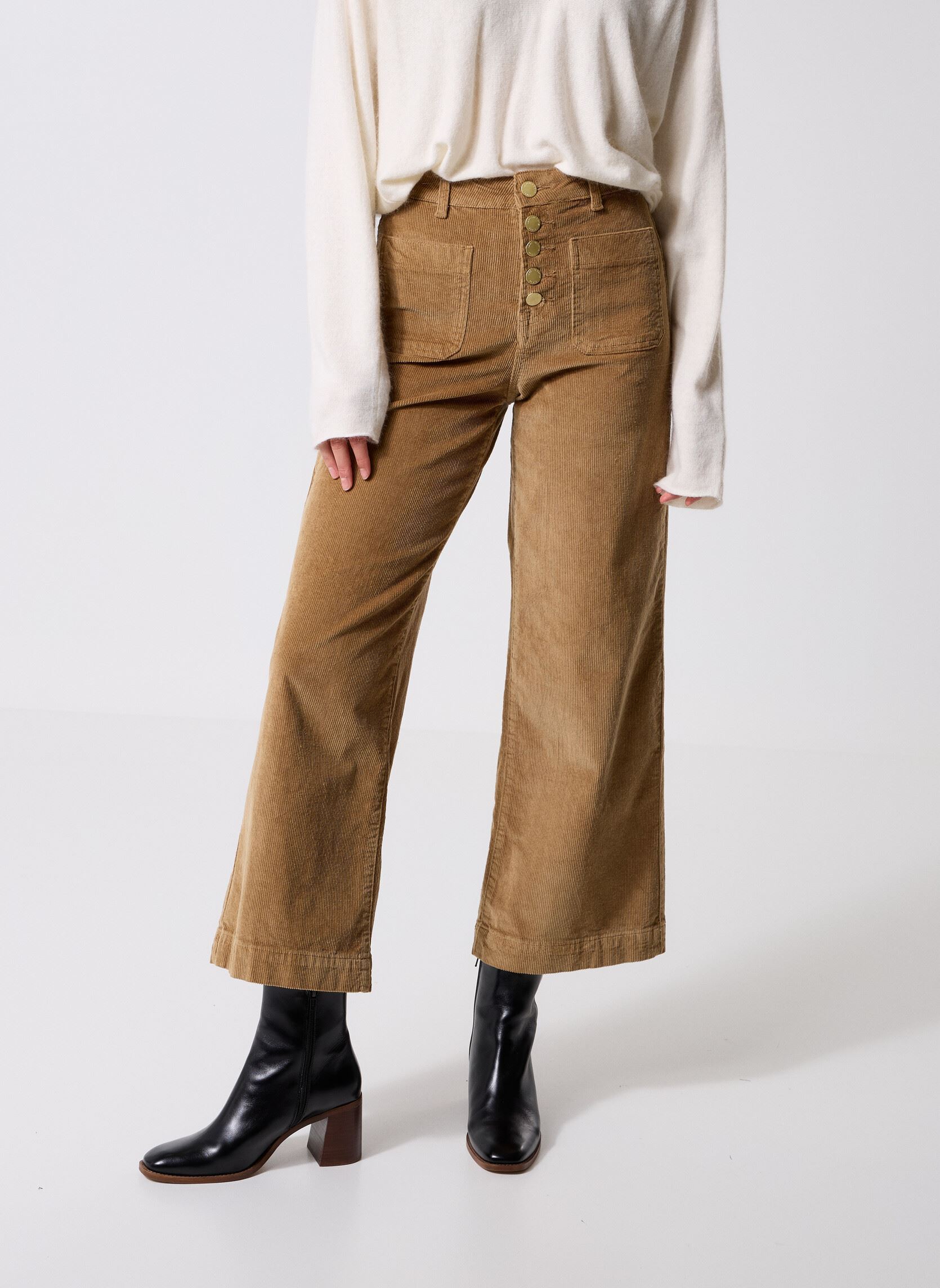 Pantalons droit Atlanta Velours femme beige La Petite Etoile Pantalons droit Atlanta Velours femme beige Beige