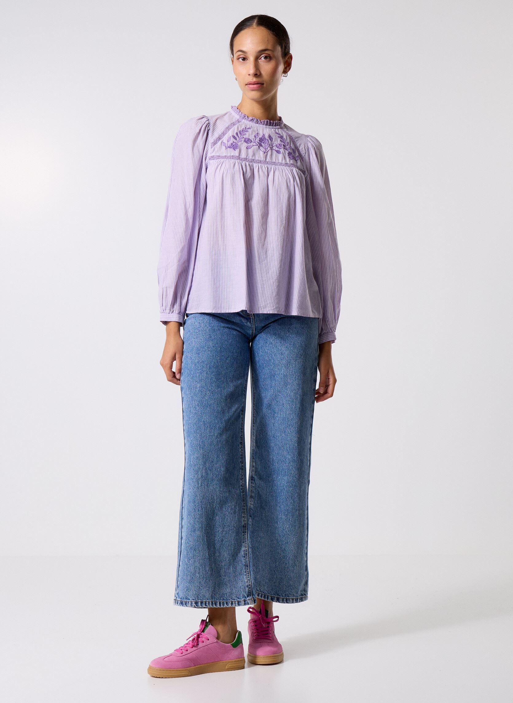 Blouses manches longues Birtin femme violet La Petite Etoile Blouses manches longues Birtin femme violet Parme/Ecru