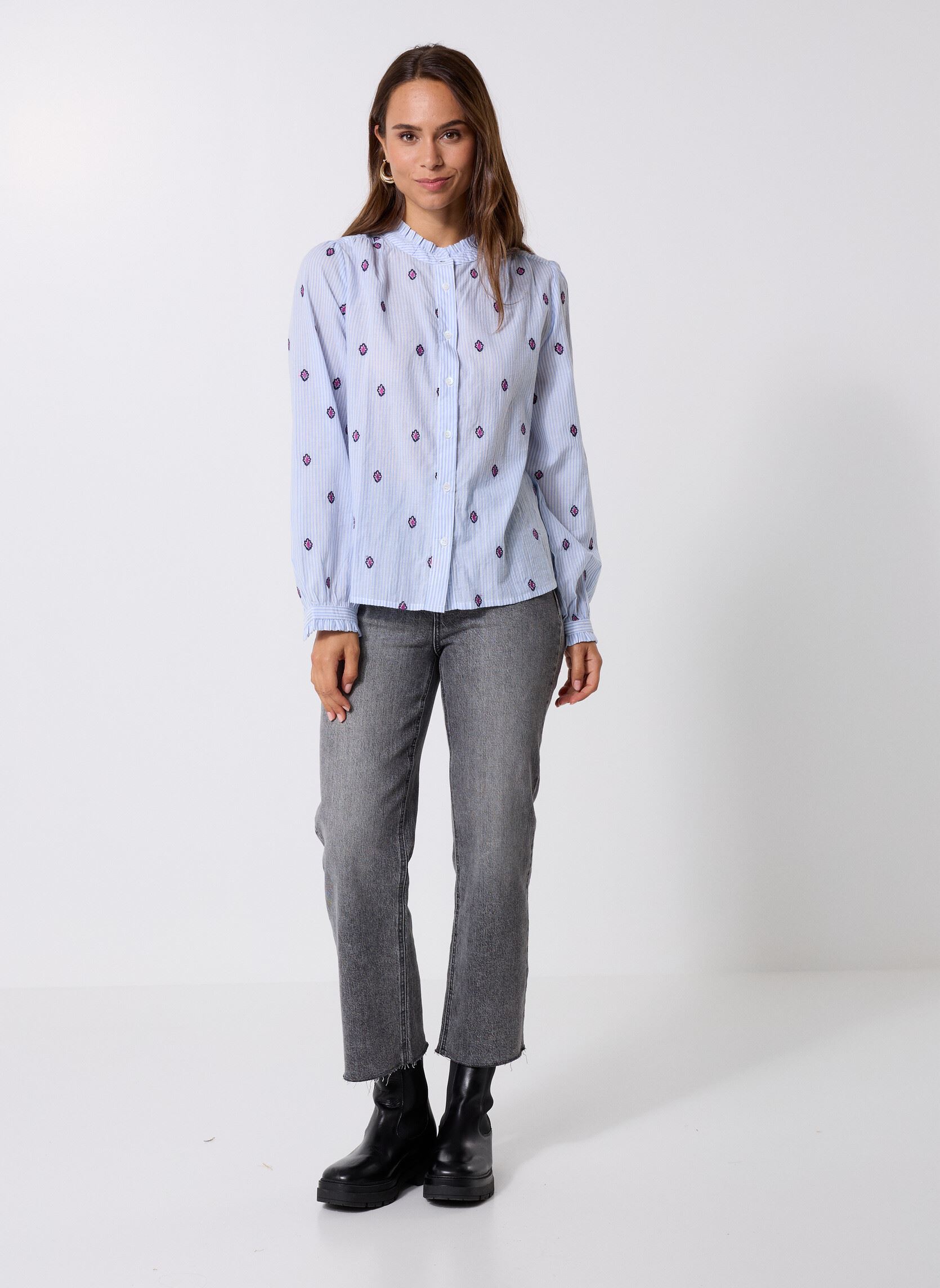 Langarm-Hemden Blooma damen blau La Petite Etoile Langarm-Hemden Blooma damen blau Ciel/Ecru