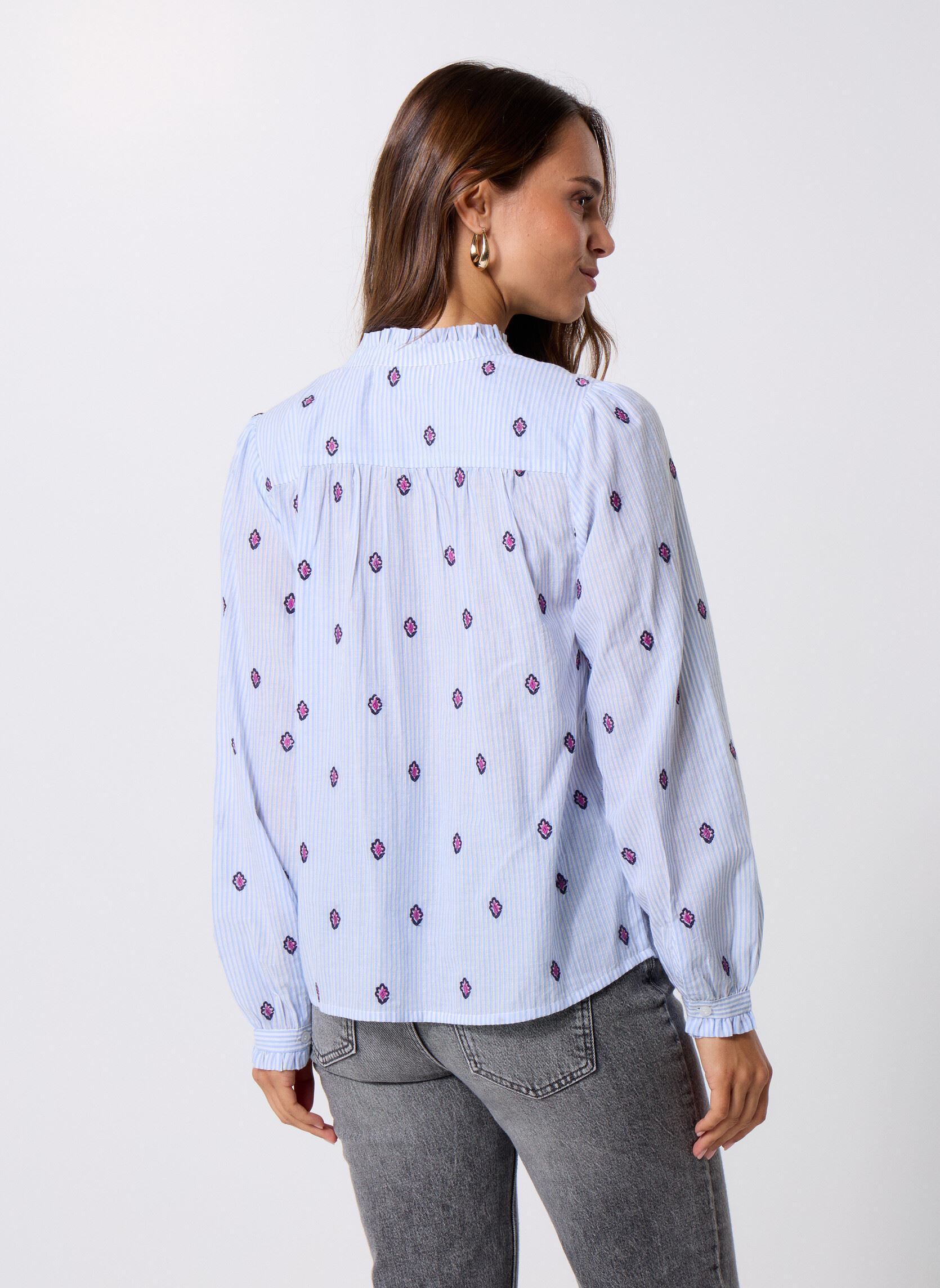 Langarm-Hemden Blooma damen blau La Petite Etoile Langarm-Hemden Blooma damen blau Ciel/Ecru