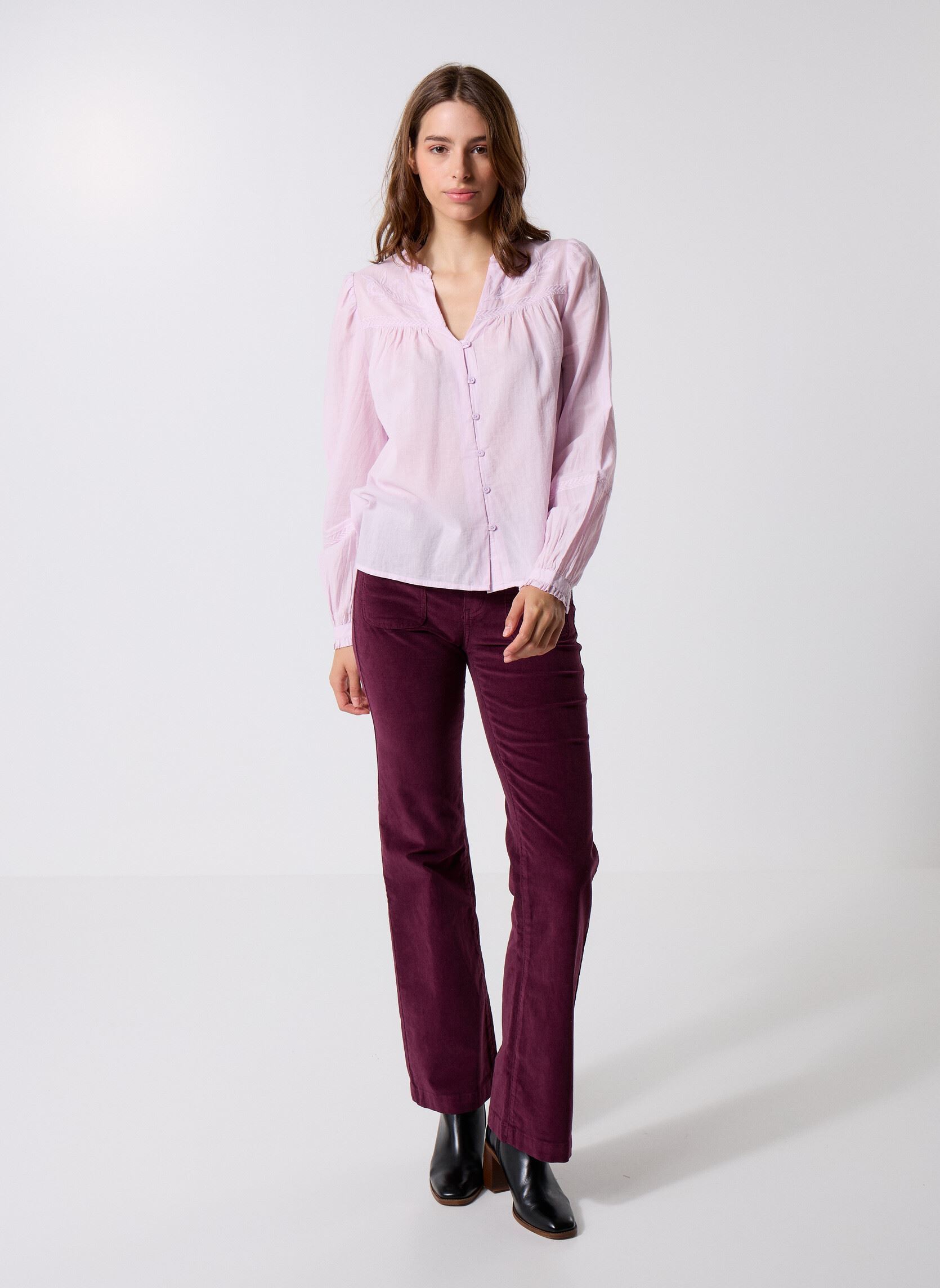 Blouses met lange mouwen Bowie dames roze La Petite Etoile Blouses met lange mouwen Bowie dames roze Parme