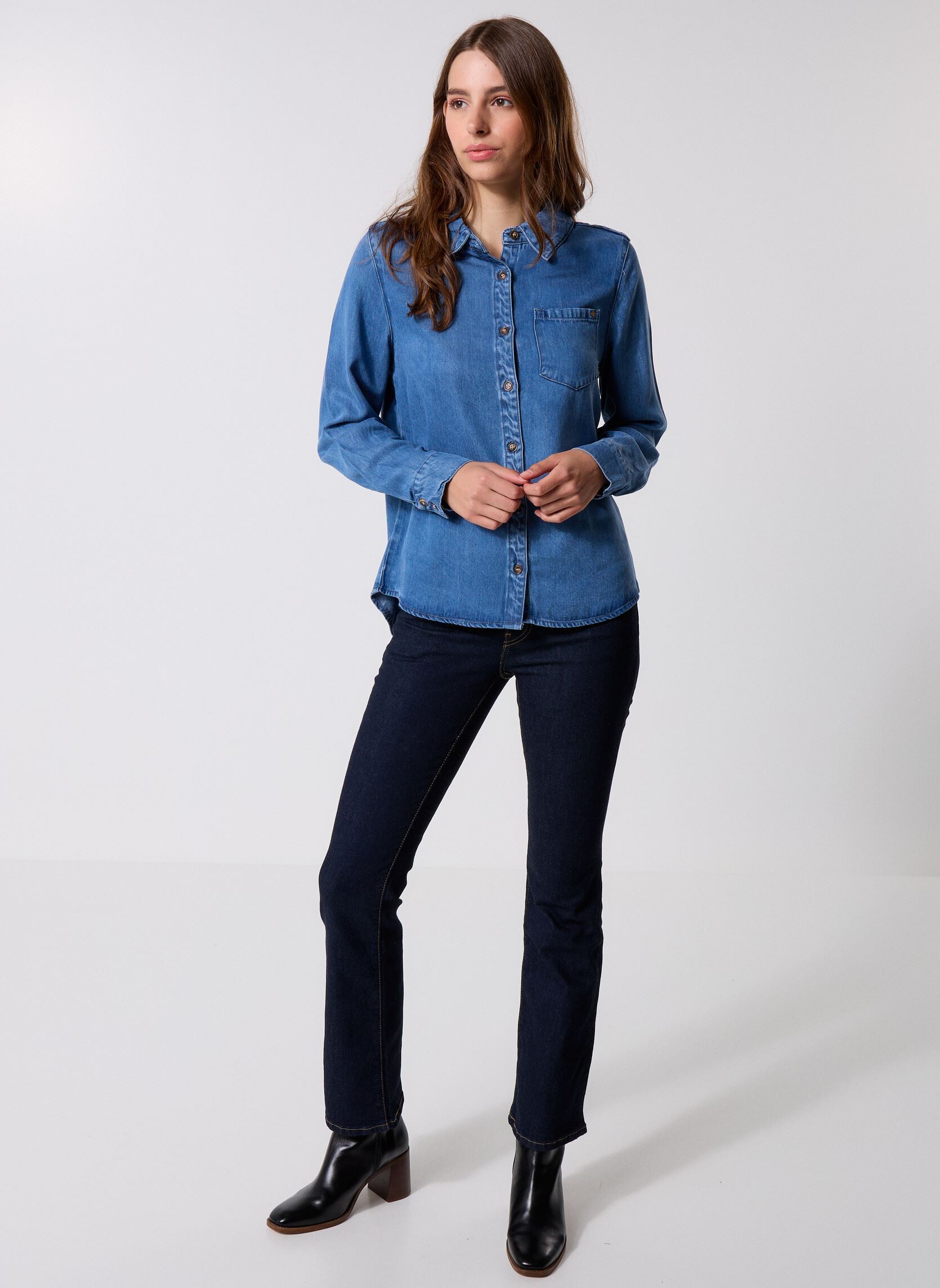 Chemises manches longues Clem femme bleu La Petite Etoile Chemises manches longues Clem femme bleu Stone