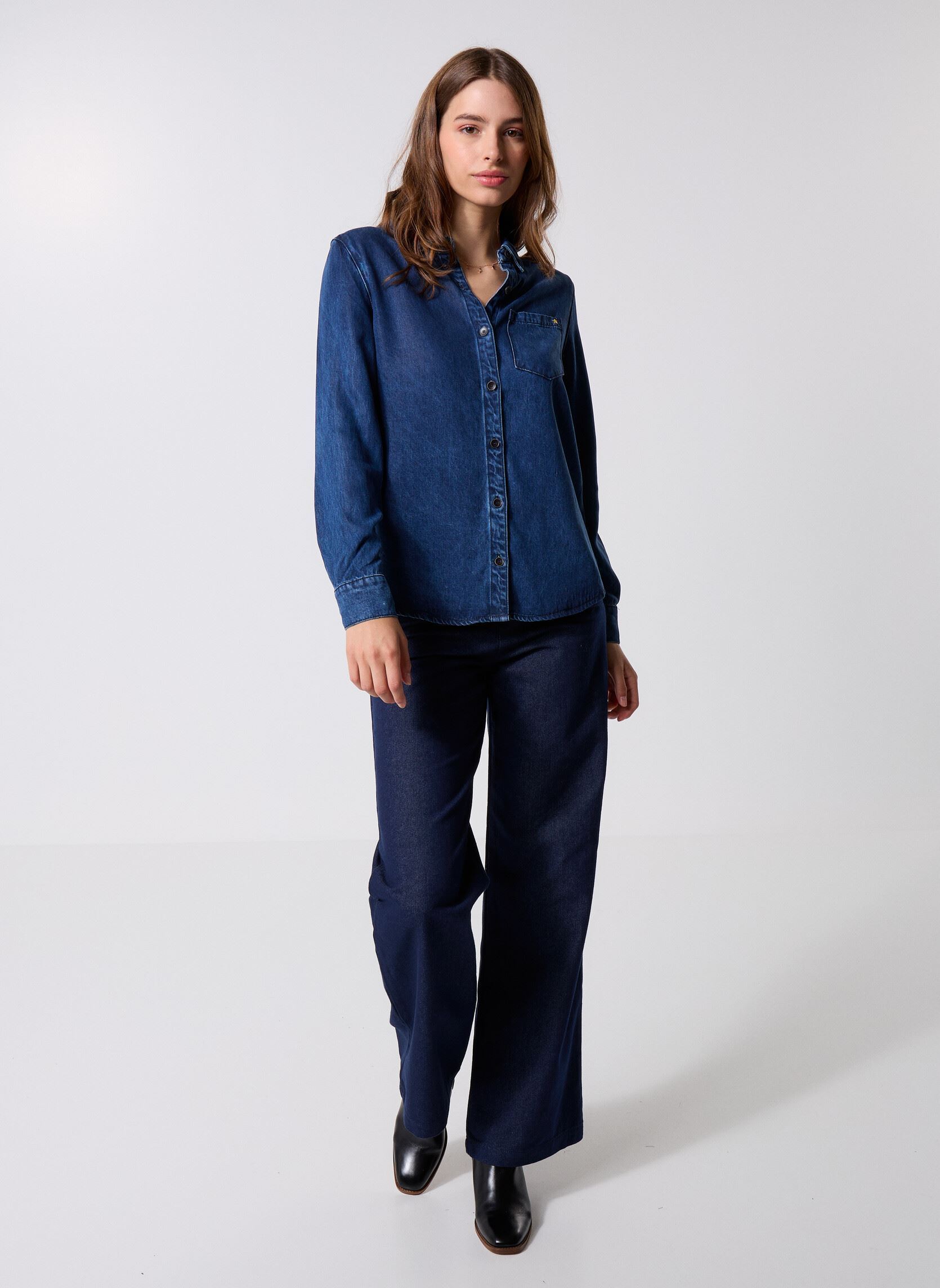 Camisas de manga larga Clem mujer azul La Petite Etoile Camisas de manga larga Clem mujer azul Wash