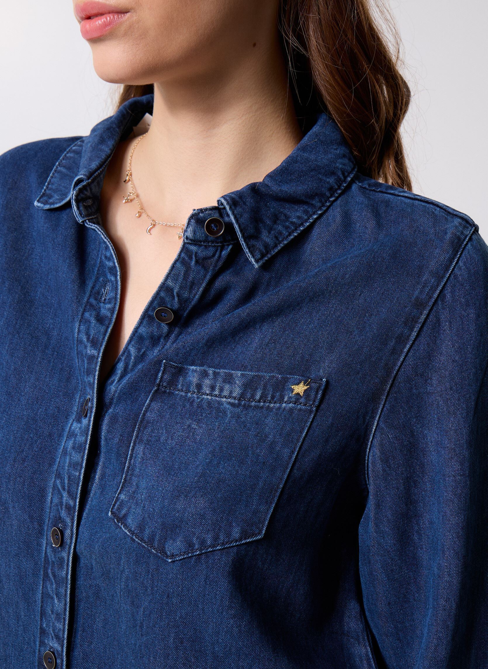Camisas de manga larga Clem mujer azul La Petite Etoile Camisas de manga larga Clem mujer azul Wash
