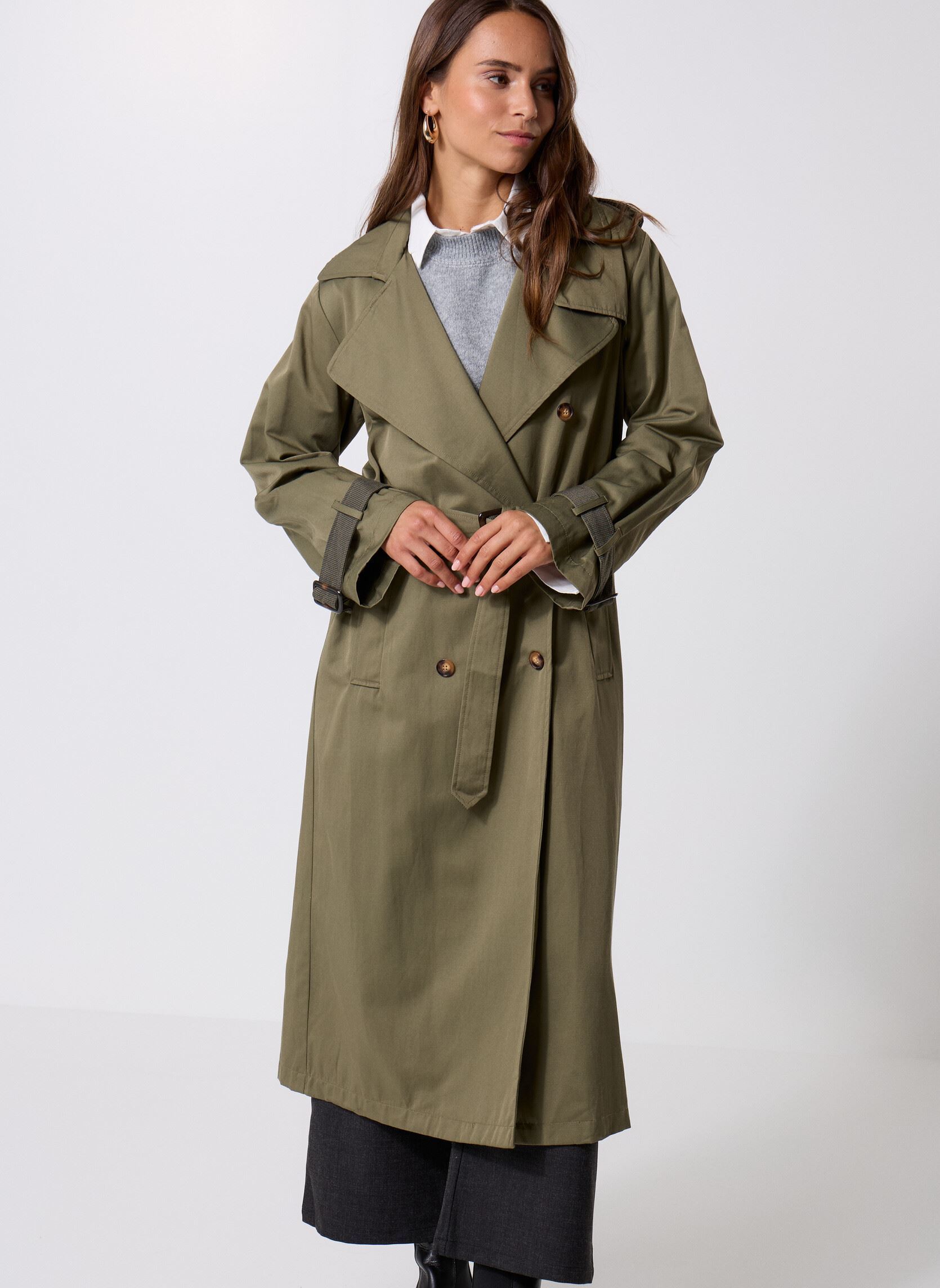Trench En Laine Vert Kaki Vintage Un Jour Ailleurs - Taille 42/XL - Occasion Très Bon état