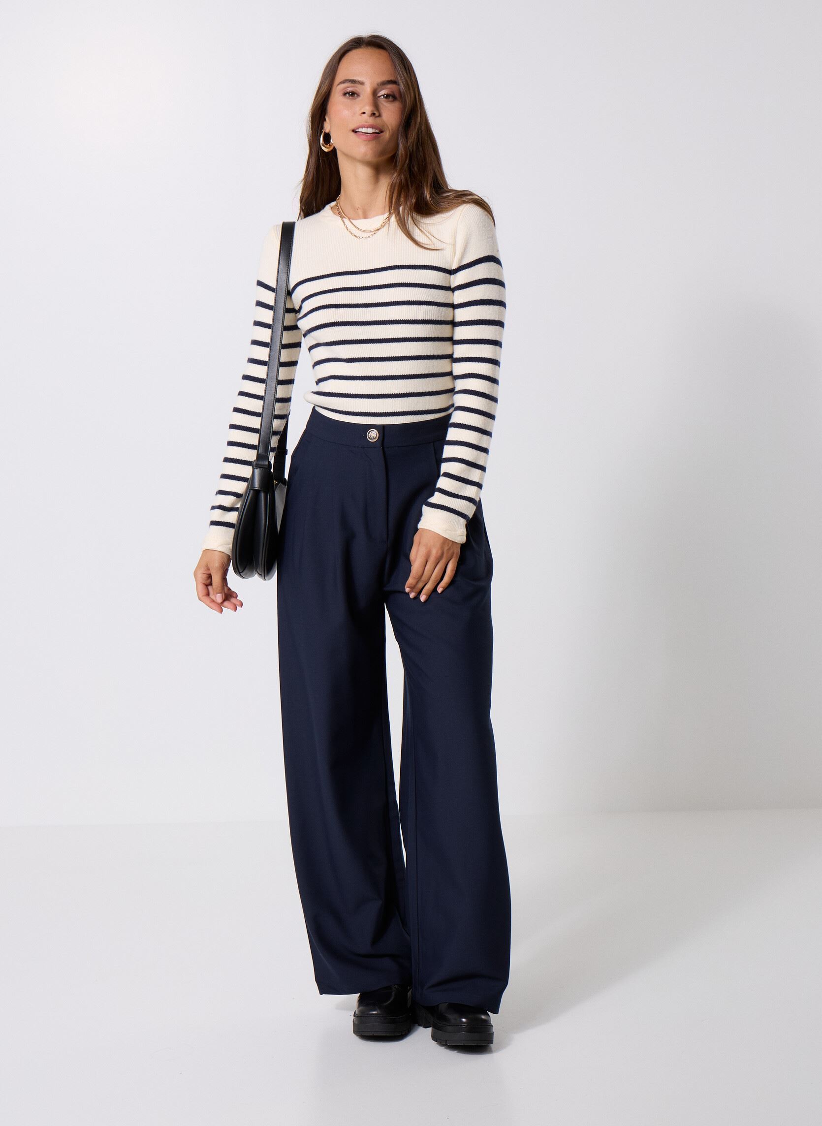 Pulls Manel femme blanc La Petite Etoile Pulls Manel femme blanc ECRU/MARINE