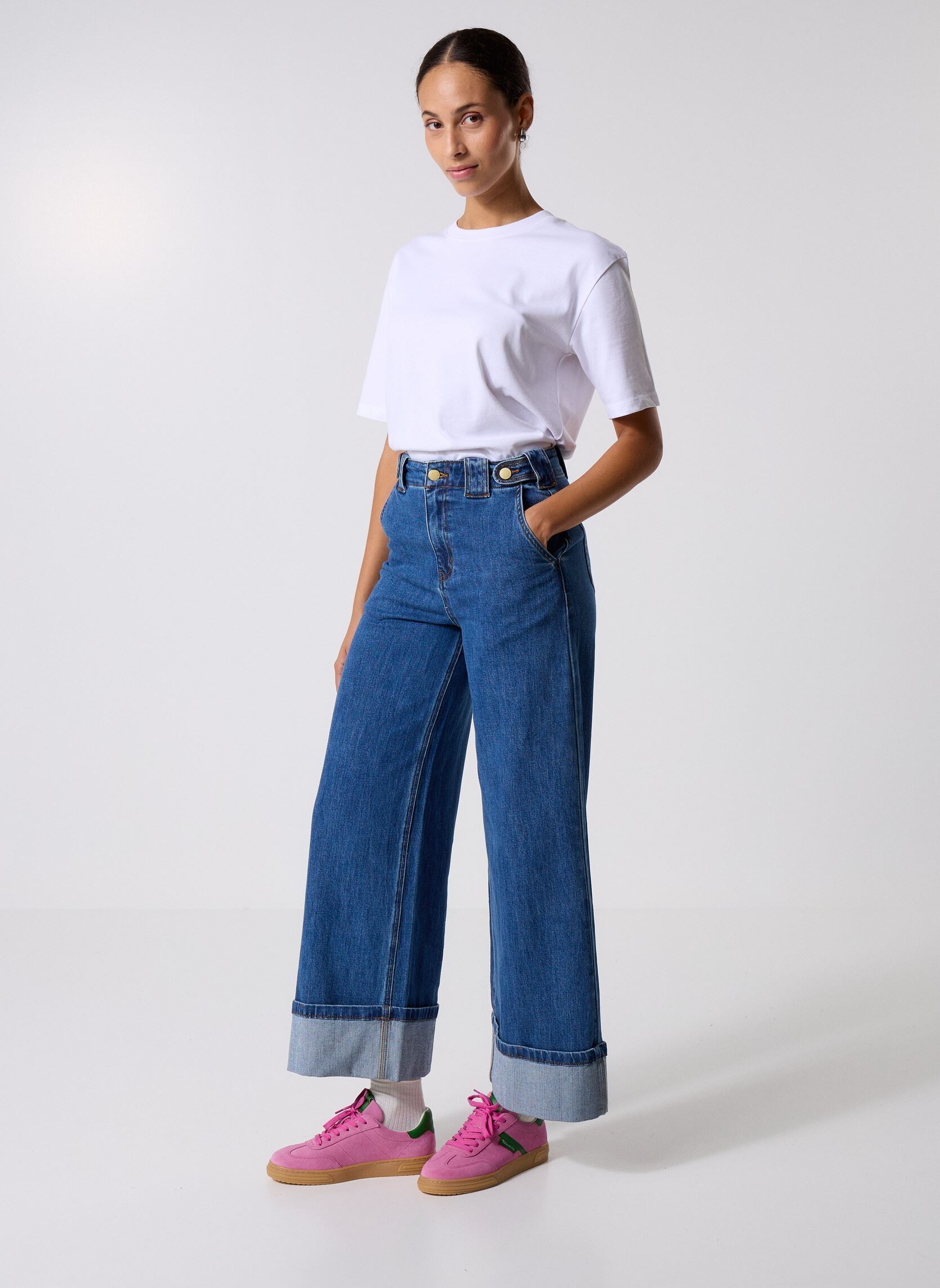 Wijde jeans / Flared Jeans Paxton dames blauw La Petite Etoile Wijde jeans / Flared Jeans Paxton dames blauw Double Wash