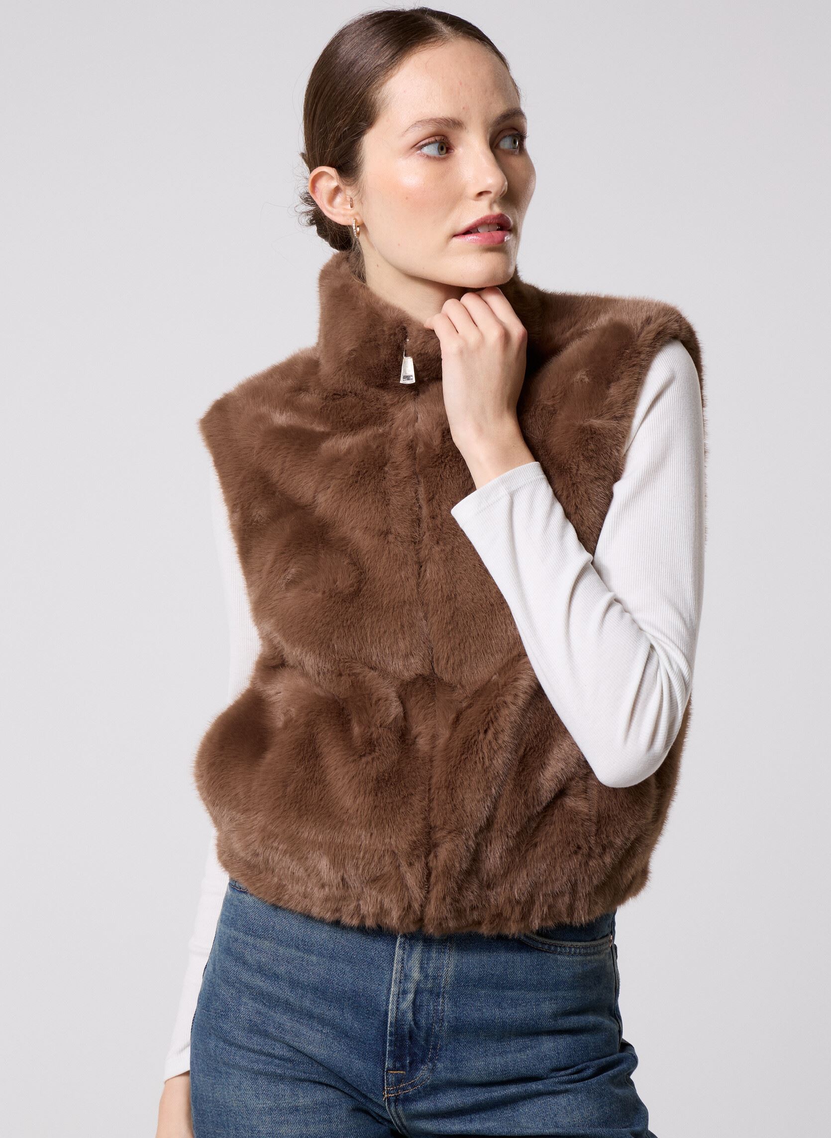 Manteau En Fourrure Perlstein Vintage - Taille S à M Marron - Col Châle Occasion Très Bon état