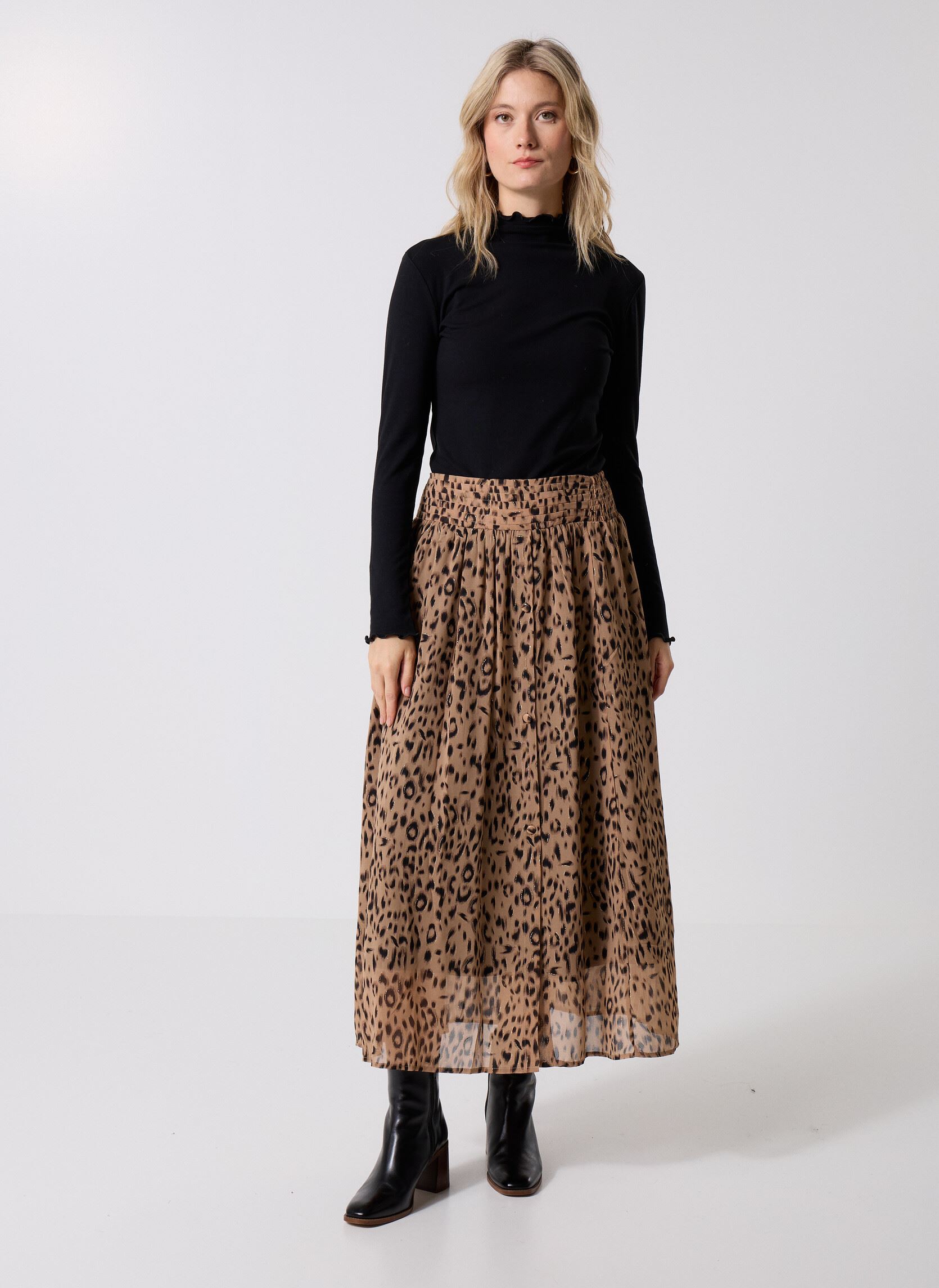 Lange rokken LALS131DN dames meerkleurig Lili Sidonio Lange rokken LALS131DN dames meerkleurig BEIGE PARIS