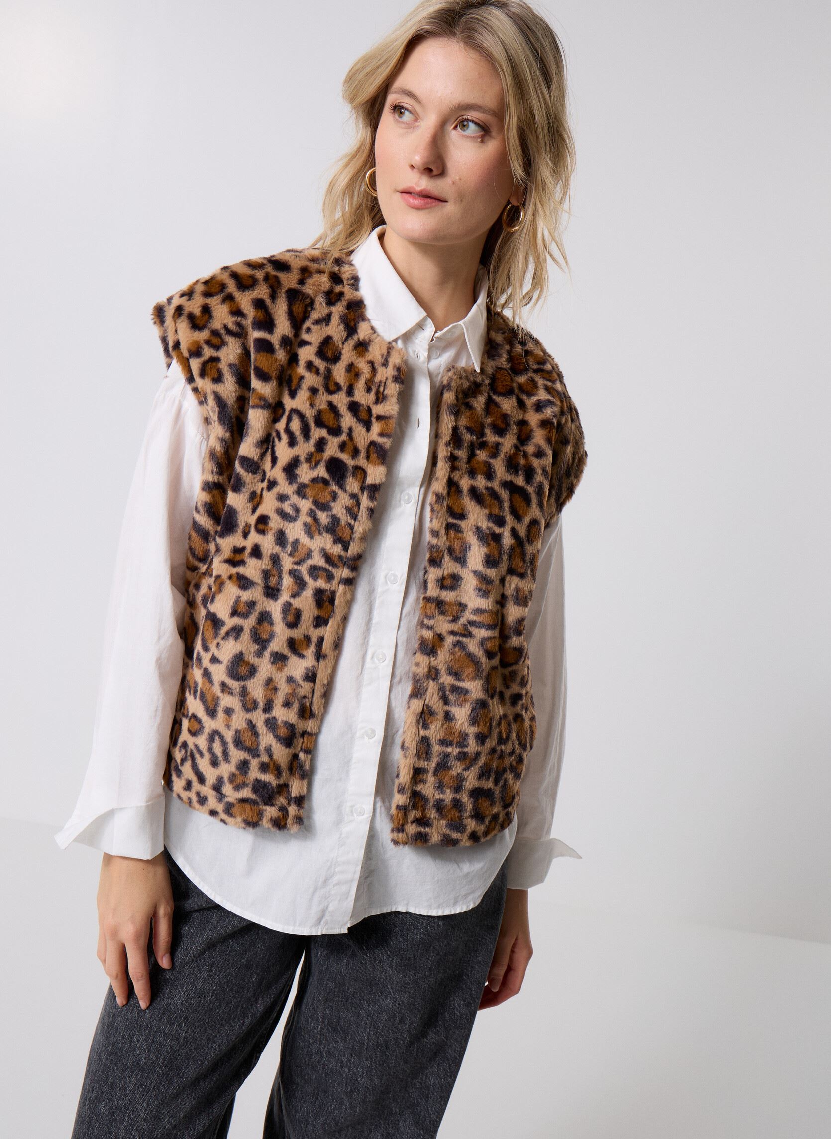 Bodywarmer TL437BDH dames meerkleurig Lili Sidonio Bodywarmer TL437BDH dames meerkleurig BEIGE PANTHER