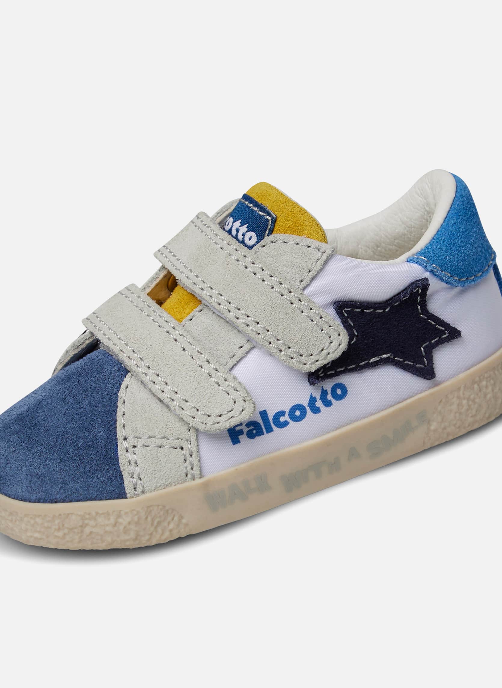 Sneaker Bambino Falcotto Vega - Tessuto E Suede, Blu, Chiusura Doppio Velcro, Suola Antiscivolo