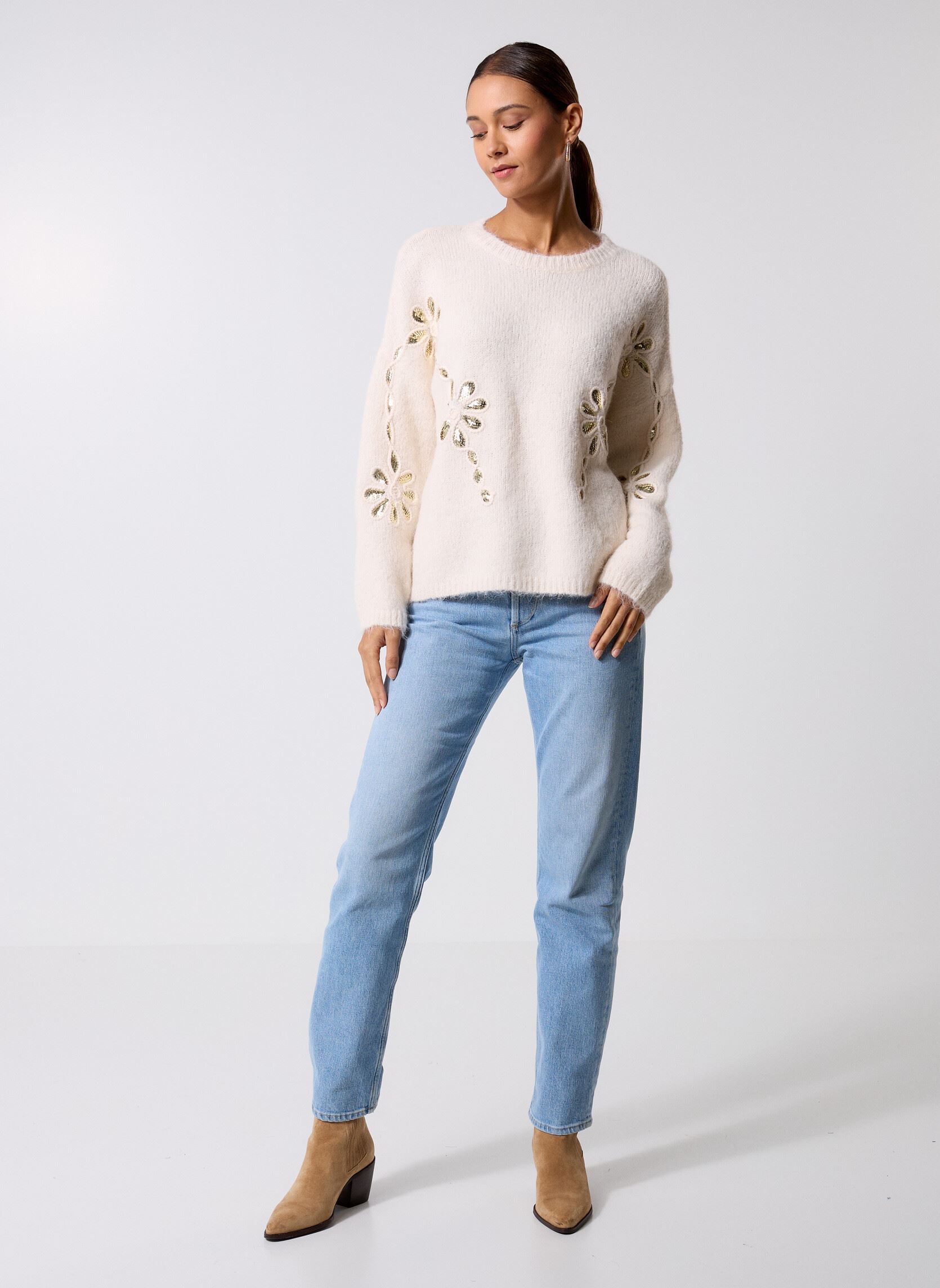 Truien E1760DH dames wit Molly Bracken Truien E1760DH dames wit OFFWHITE