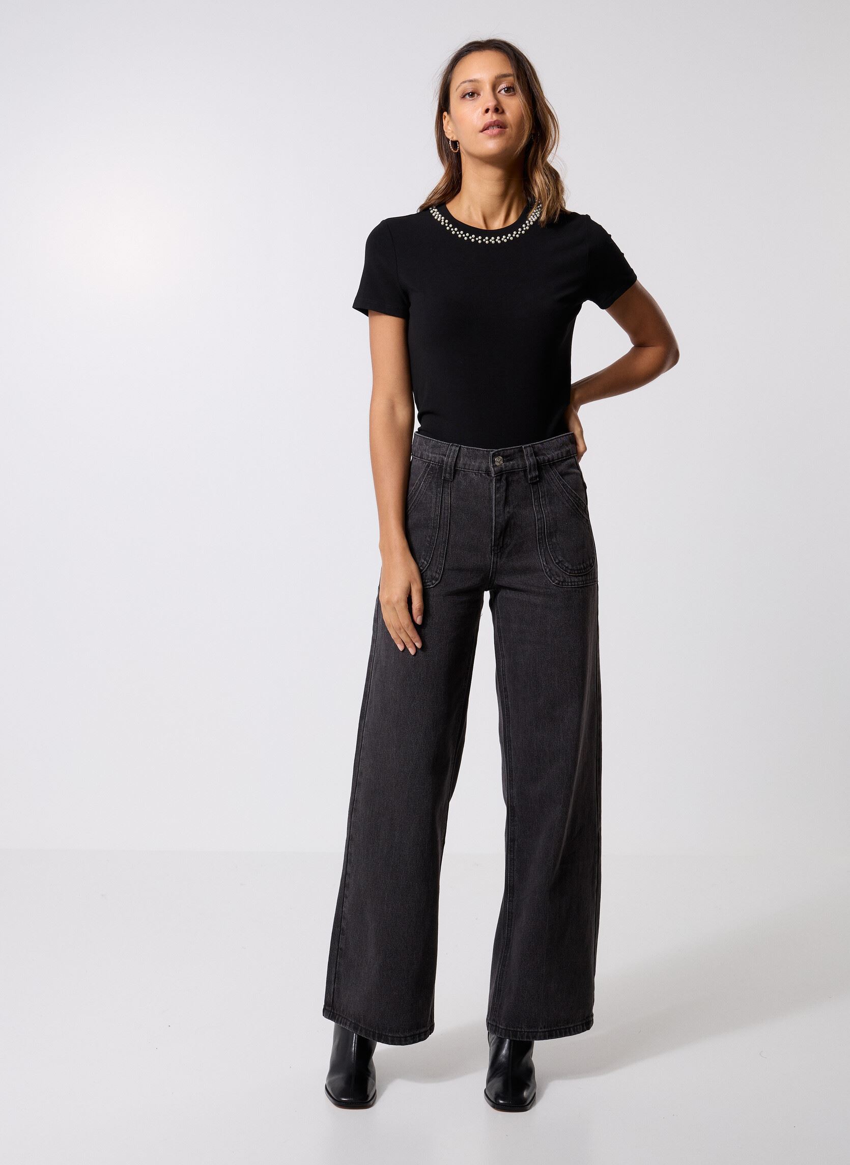 Jeans droit ER137BDH femme noir Molly Bracken Jeans droit ER137BDH femme noir BLACK