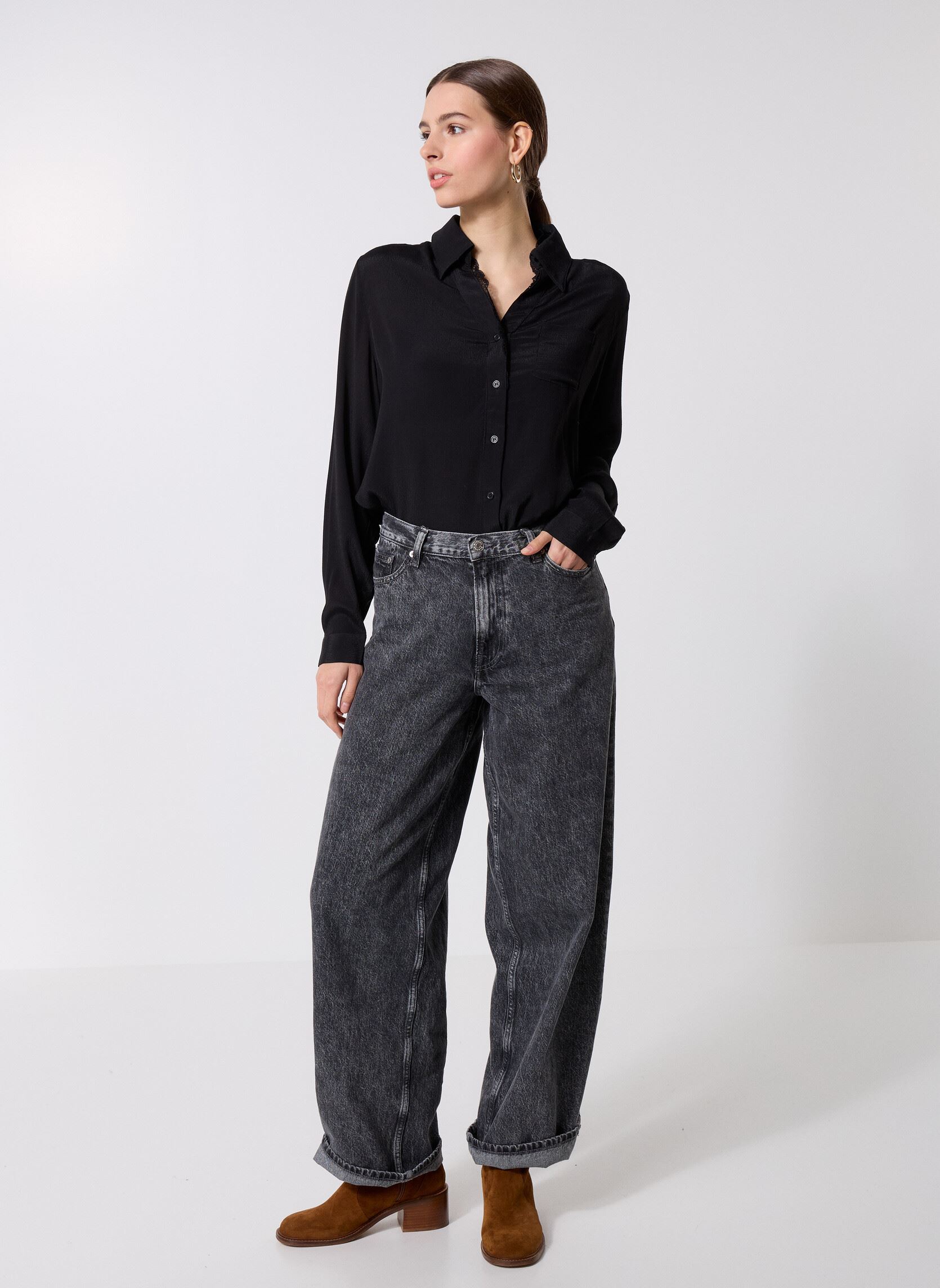 Langarm-Hemden LAF126DN damen schwarz Molly Bracken Langarm-Hemden LAF126DN damen schwarz BLACK