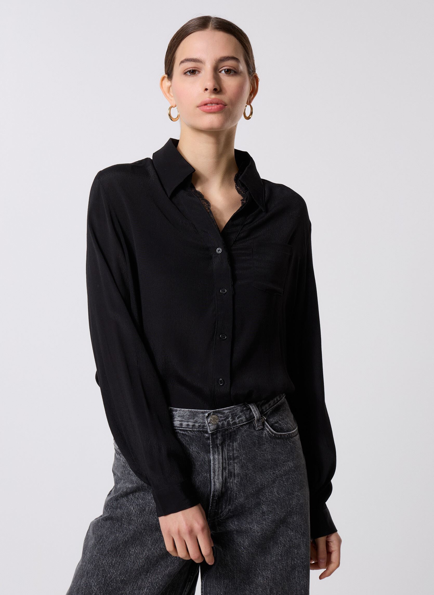 Langarm-Hemden LAF126DN damen schwarz Molly Bracken Langarm-Hemden LAF126DN damen schwarz BLACK