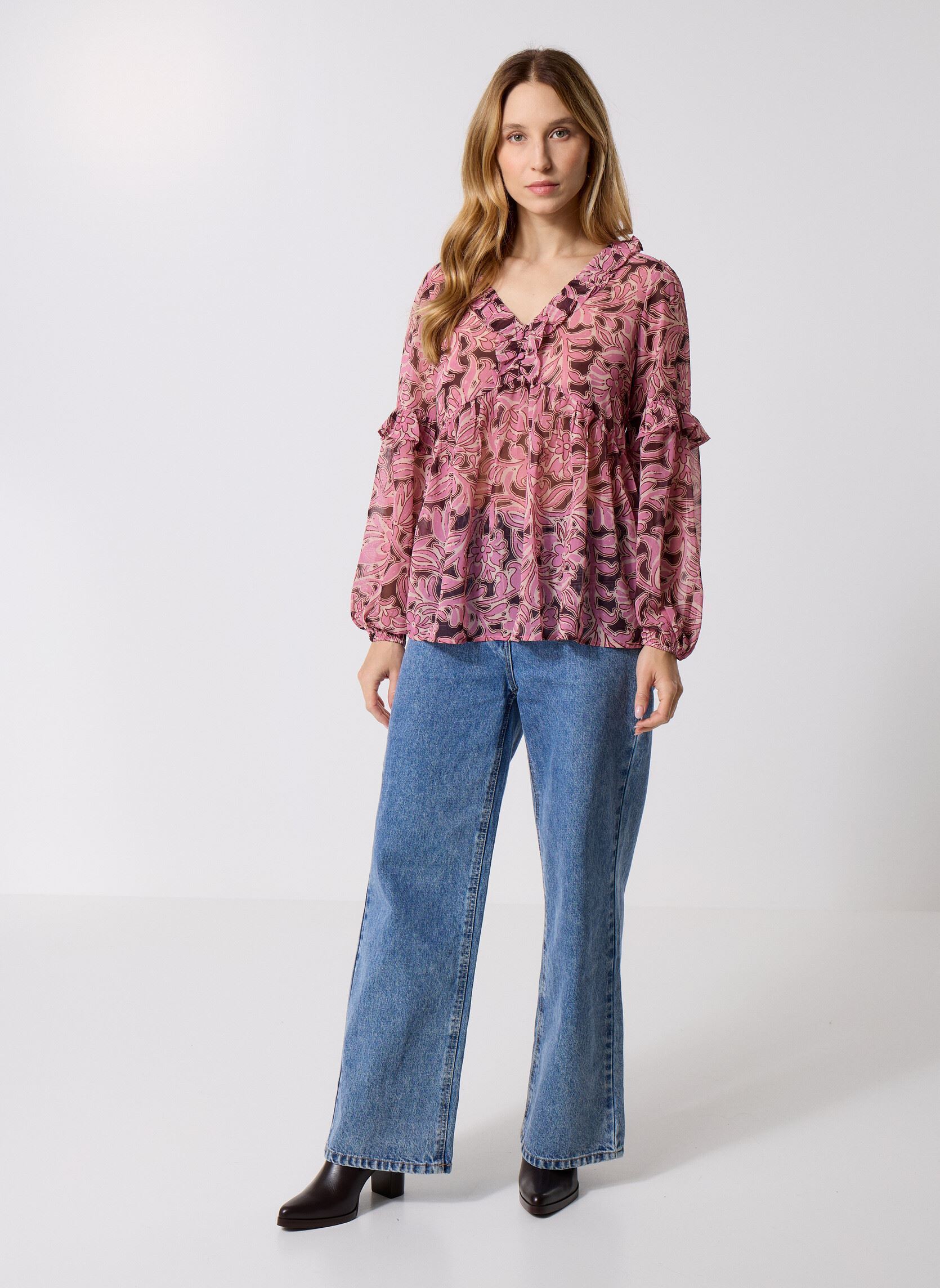Langarm-Blusen T1605DN damen mehrfarbig Molly Bracken Langarm-Blusen T1605DN damen mehrfarbig BURGUNDY LALIE