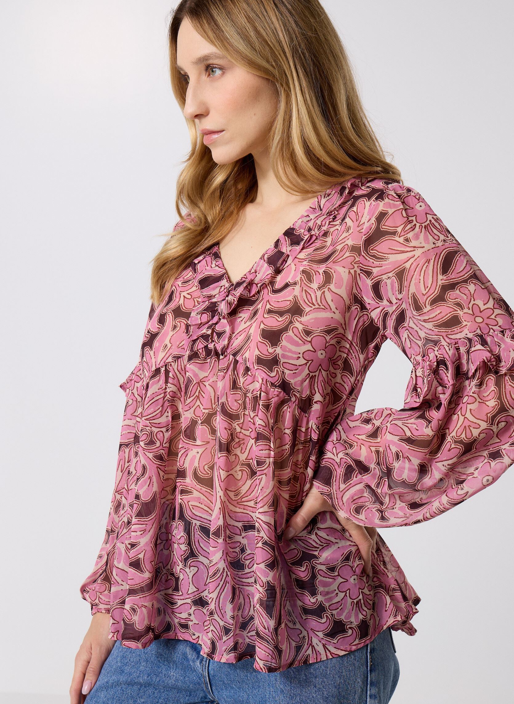 Langarm-Blusen T1605DN damen mehrfarbig Molly Bracken Langarm-Blusen T1605DN damen mehrfarbig BURGUNDY LALIE