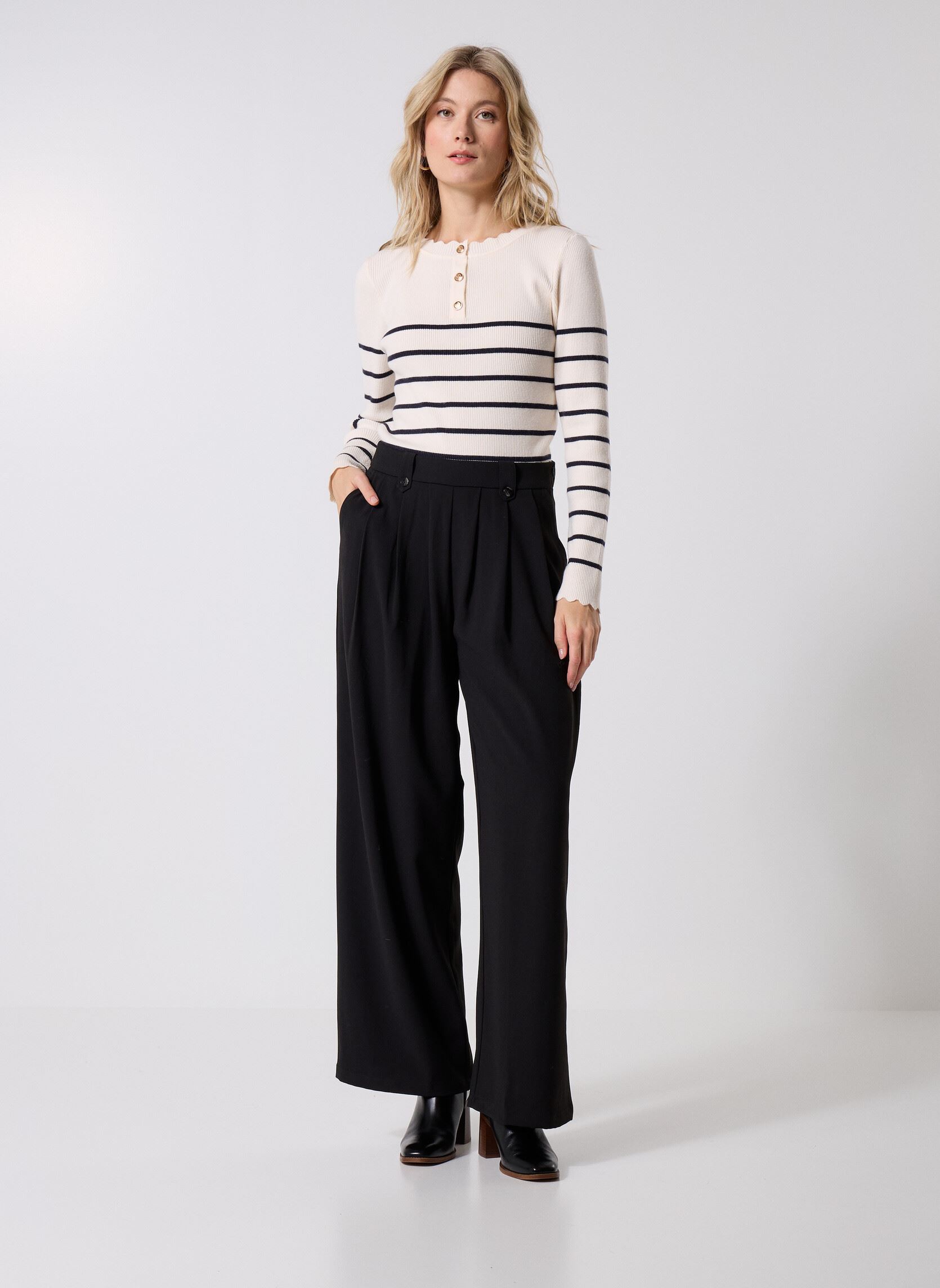 Pantalons larges T2094DH femme noir Molly Bracken Pantalons larges T2094DH femme noir BLACK