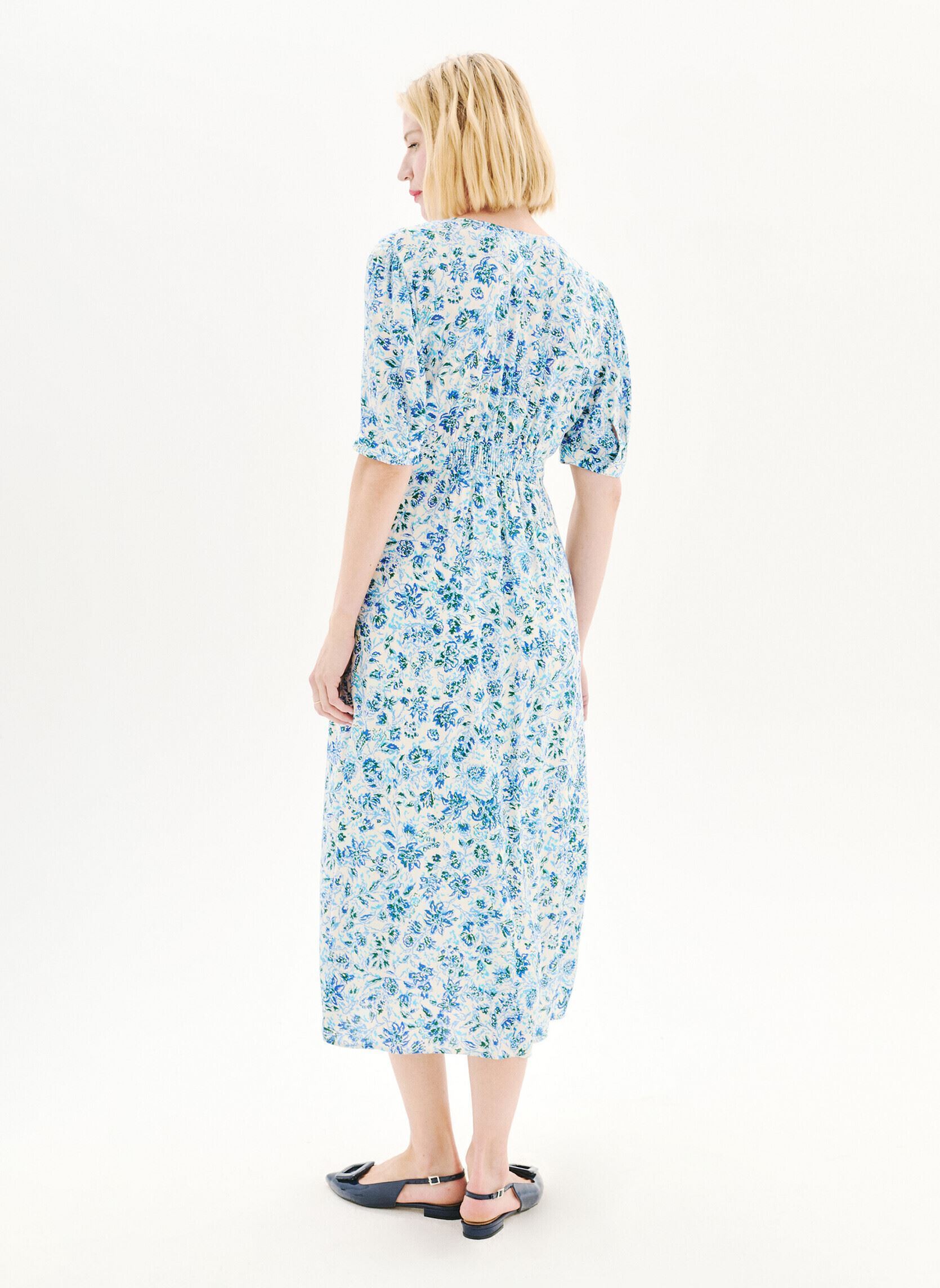 Jurken 252R-RELINA dames blauw Caroll Jurken 252R-RELINA dames blauw CRLIMP/AQUA BLUE/FLEURS ABS