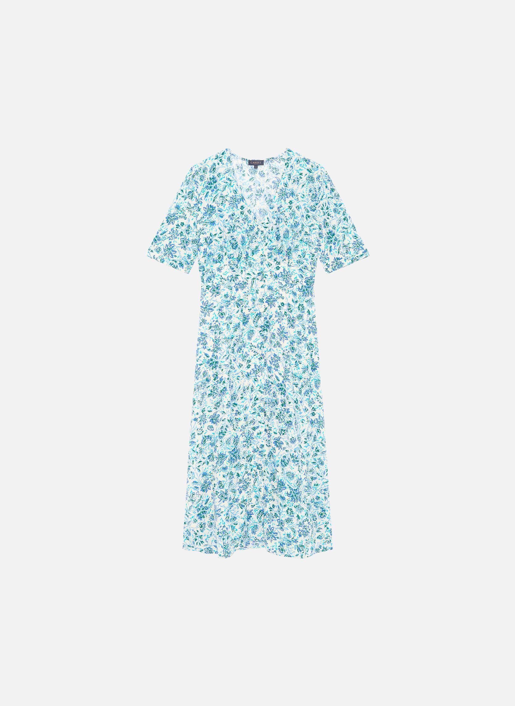 Jurken 252R-RELINA dames blauw Caroll Jurken 252R-RELINA dames blauw CRLIMP/AQUA BLUE/FLEURS ABS