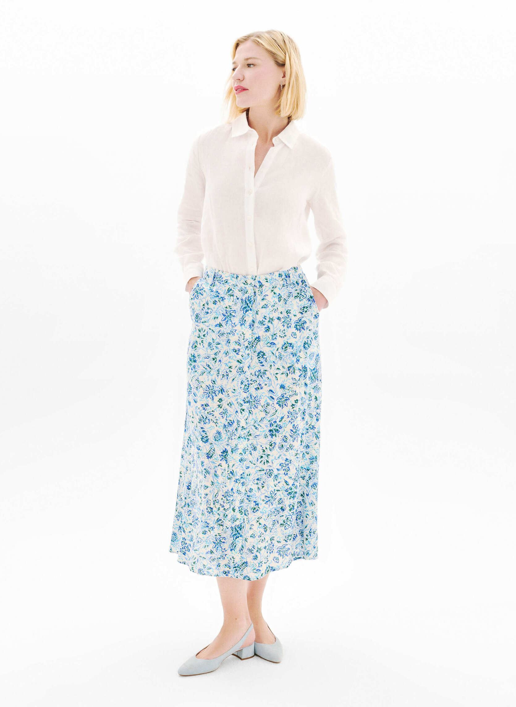 Halflange rokken 252J-JDIANE dames blauw Caroll Halflange rokken 252J-JDIANE dames blauw CRLIMP/AQUA BLUE/FLEURS ABS